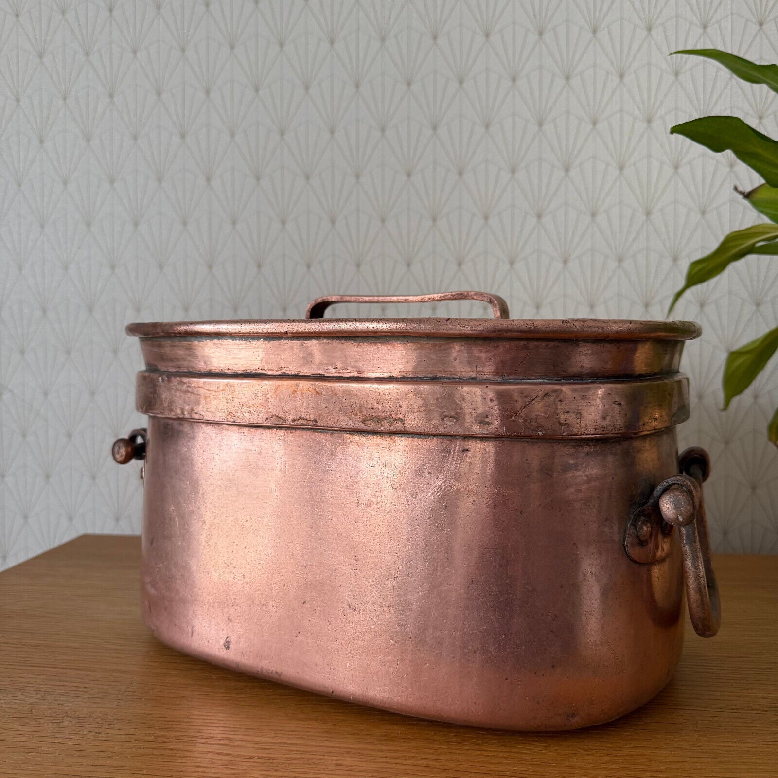 Antique dovetailed Daubiere French stock pot Copper Cookware 13 3/4" 2002251 - Fleamarketfrance