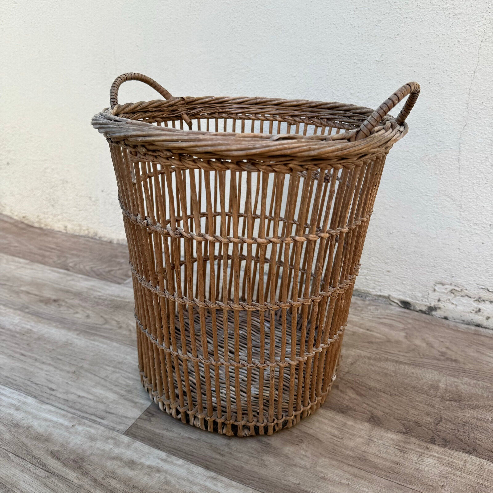 French Wicker Basket office decoration Chic Vintage Woven Rattan 1006245 Fleamarketfrance