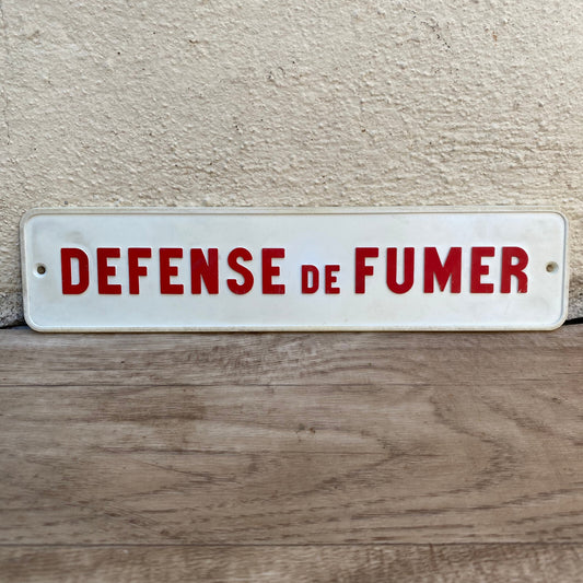 Vintage French No Smoking Sign Defense de Fumer Plastic Plaque 29032512 Fleamarketfrance