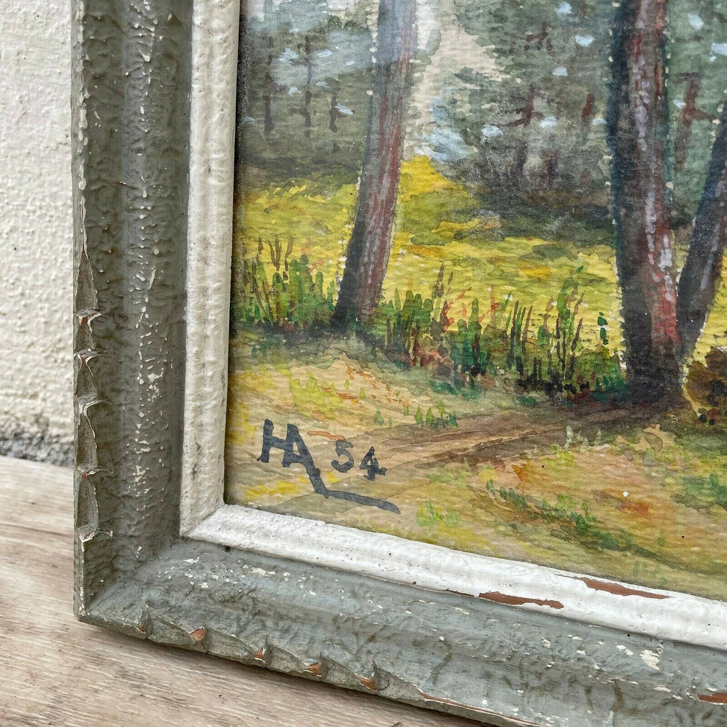 Vintage French Watercolor Castle Landscape Painting Signed HA54 15022120 Does Not Apply