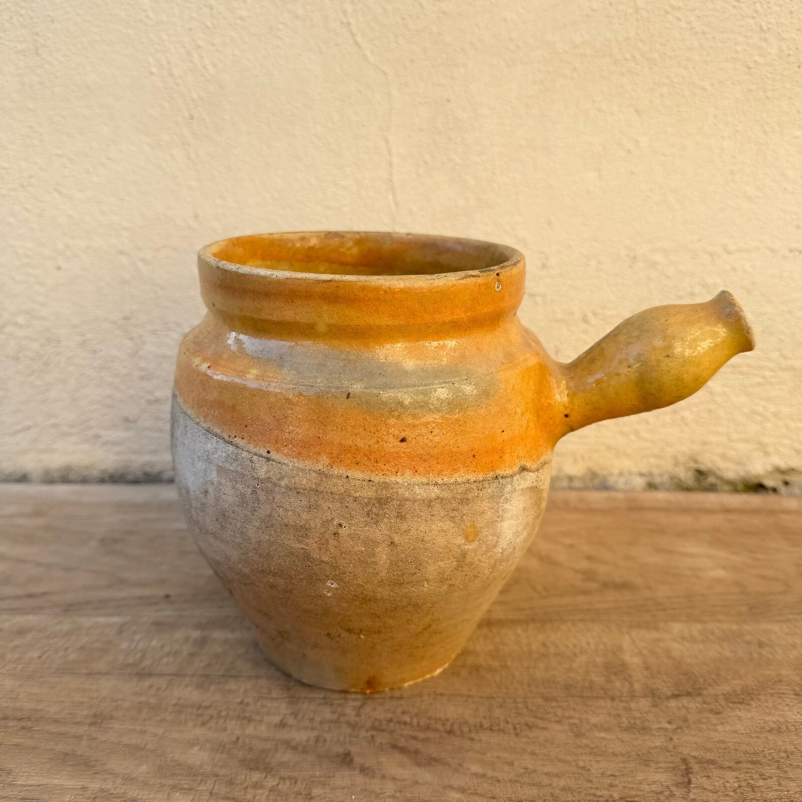 Antique French Stoneware Pot Vintage Cooking Pottery Rustic Kitchen 1302253 Unmarked