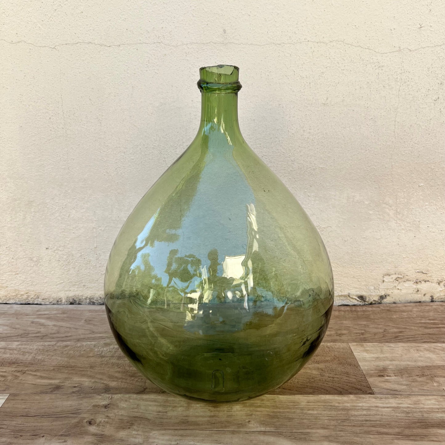 Old French Green Dame Jeanne Demi John Carboy Bottle bonbonne BLOWN 15" 24112414 Fleamarketfrance