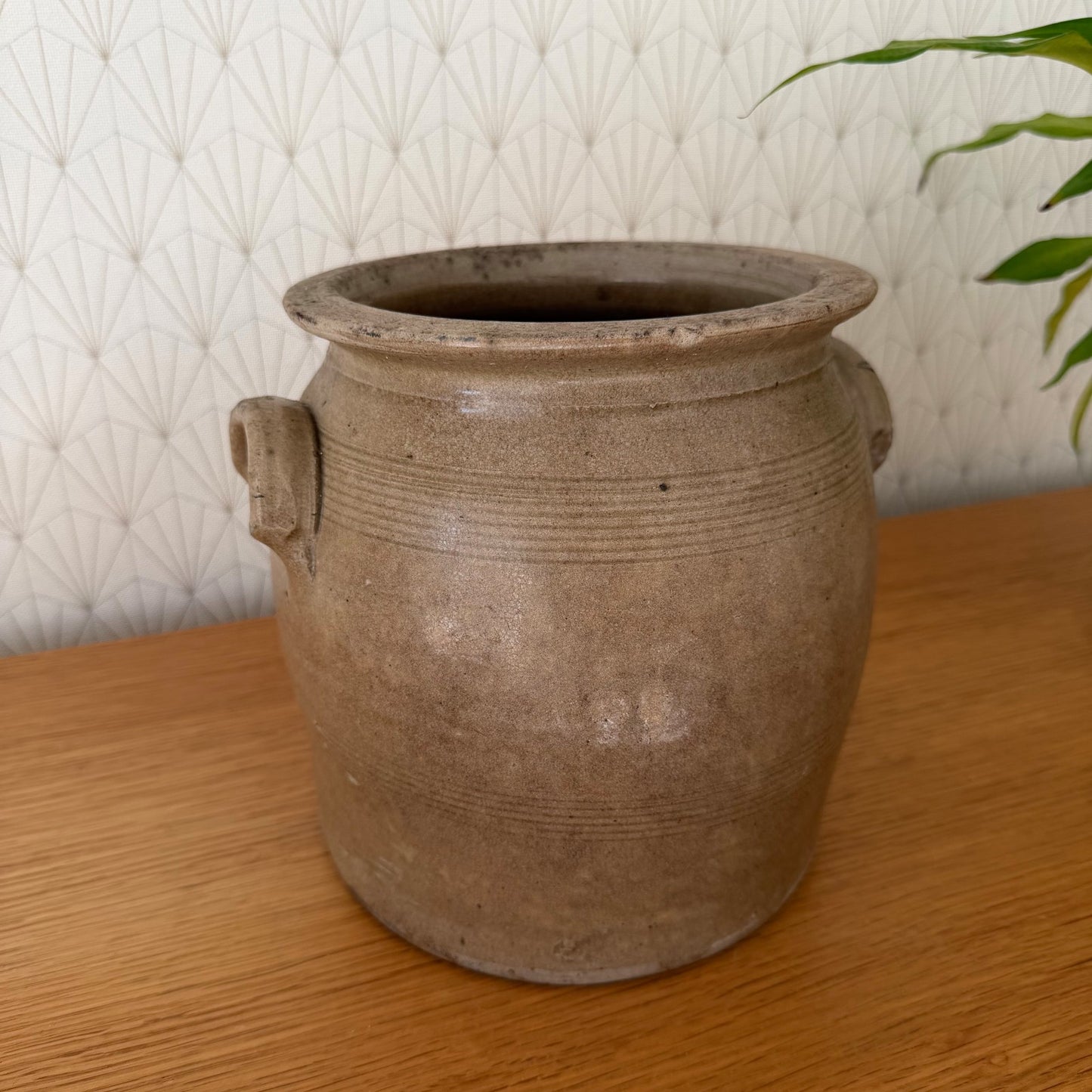 Handmade Glazed Brown Vintage French Confit Grease Pot Stoneware 13022611 Unmarked