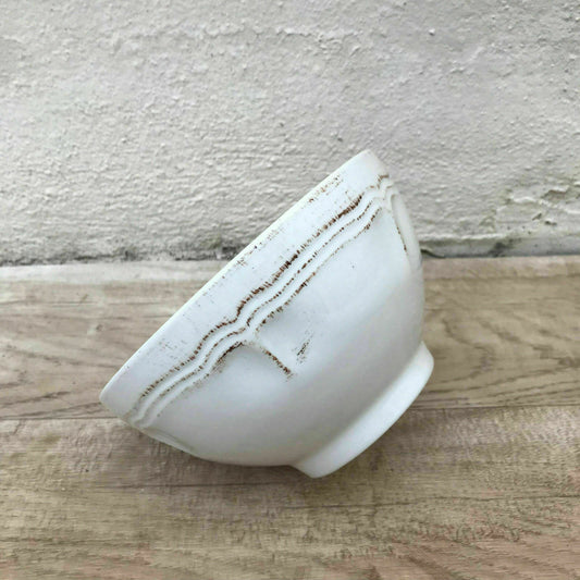 French Ceramic Bowls White Brown Bands Vintage Style Breakfast 17021825 J.G. Durand, Cristal d'Arques