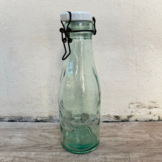 Old bottle preserve l'ideal jar glass porcelain stopper 11 1/2" 18102311 - Fleamarketfrance