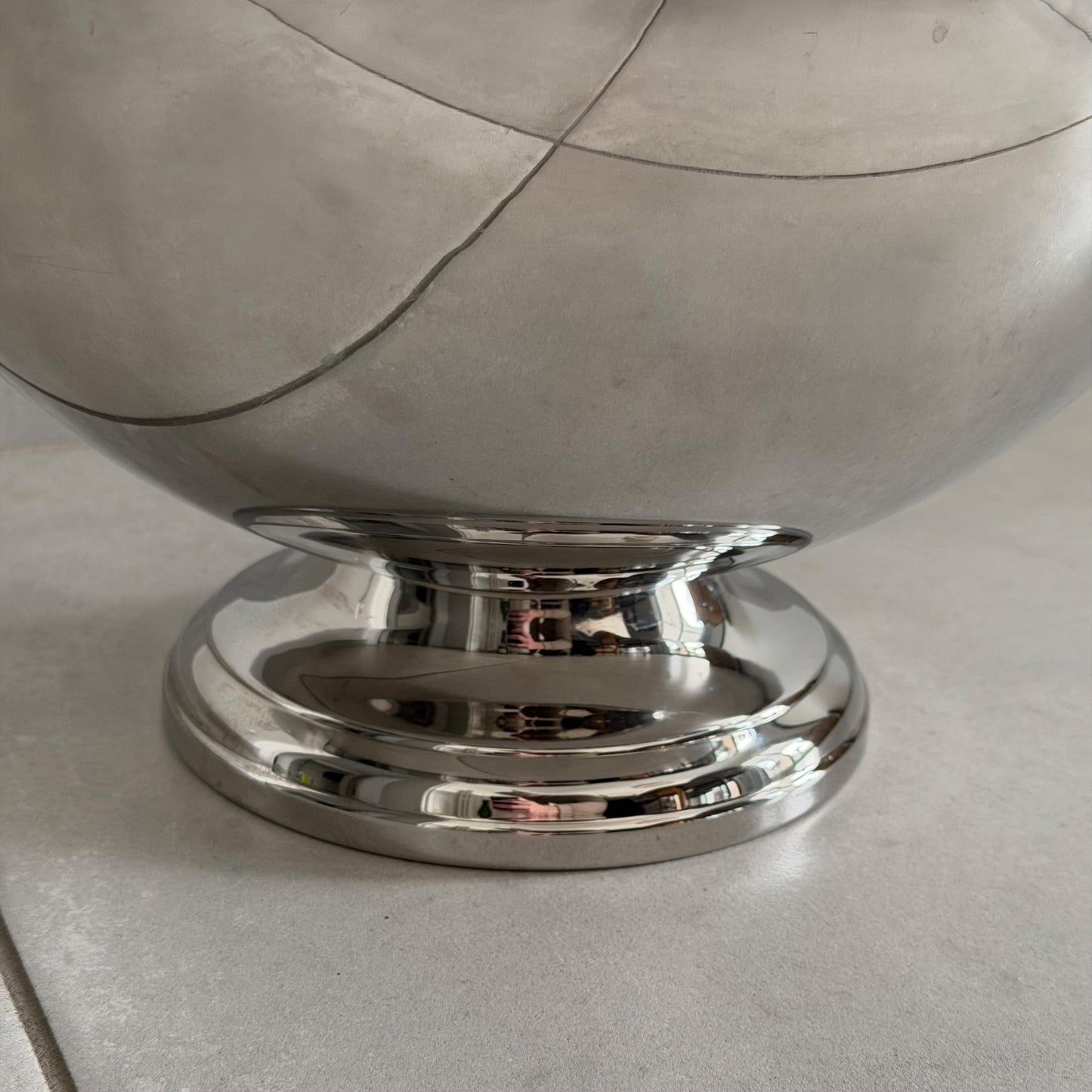 French Champagne Ice Bucket Stainless Steel Vintage Pedestal Bowl 0101261 Unbranded