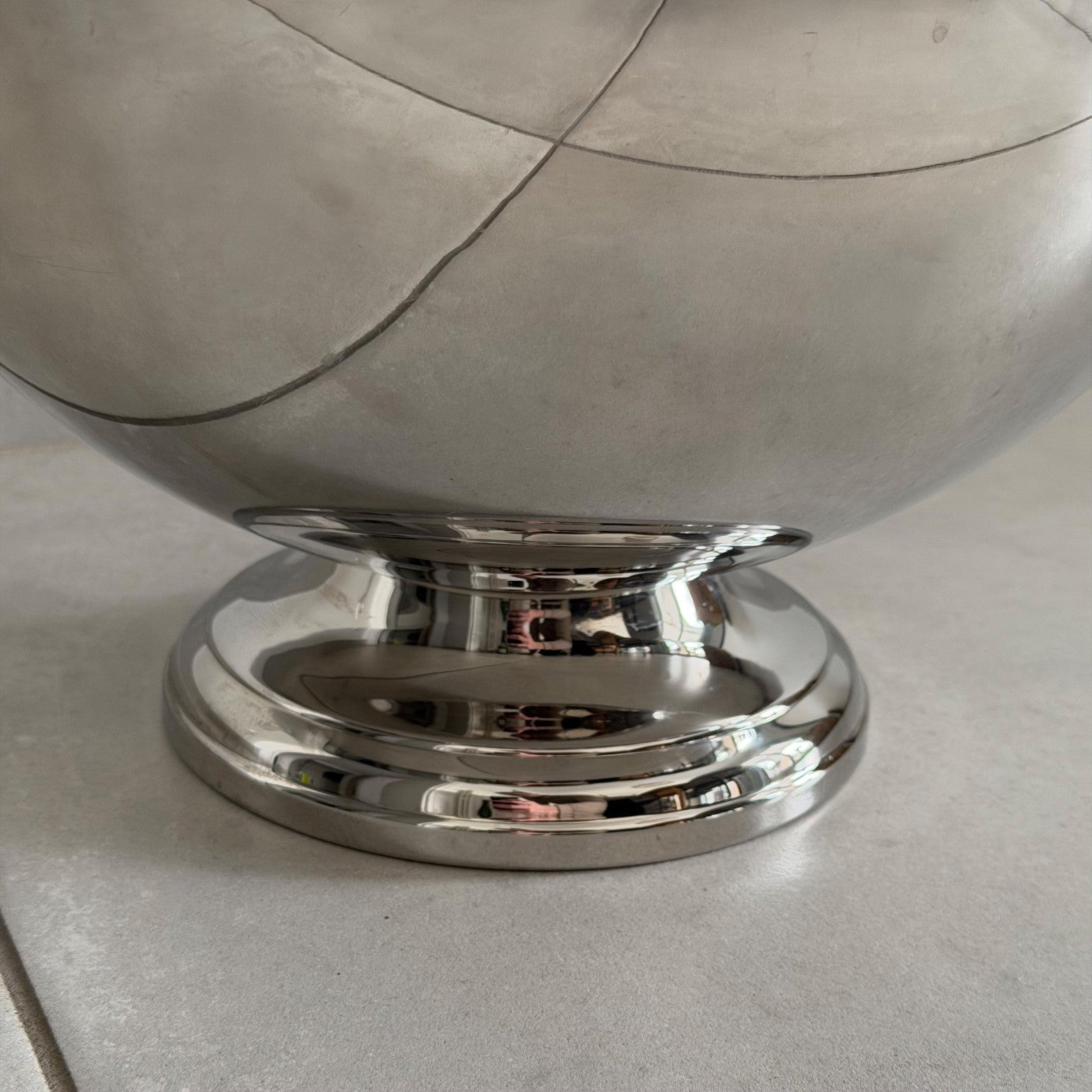 French Champagne Ice Bucket Stainless Steel Vintage Pedestal Bowl 0101261 Unbranded