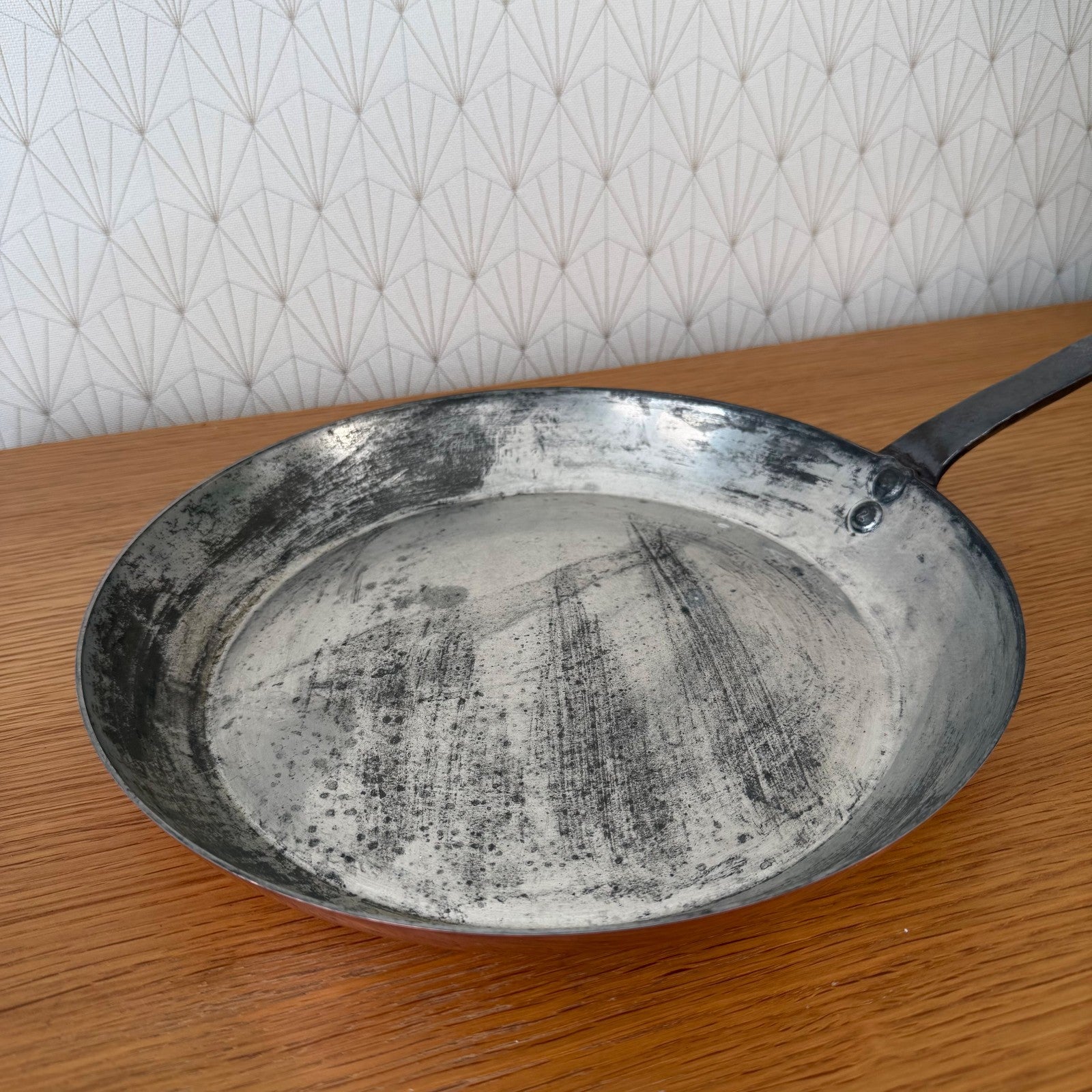 Professional French Copper Pan Villedieu Tin Lined 30cm Vintage 0505263 Unbranded