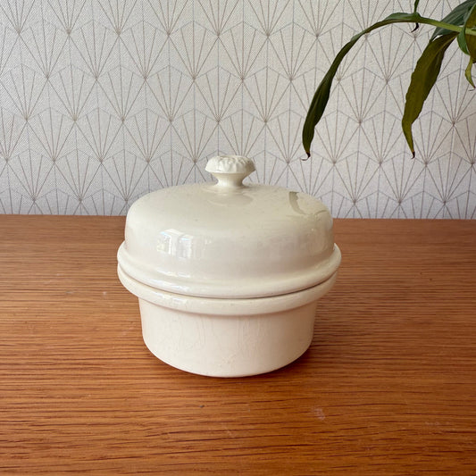 French Vintage Terrine Sarreguemines White Ceramic Foie Gras Pot 11012516 Sarreguemines