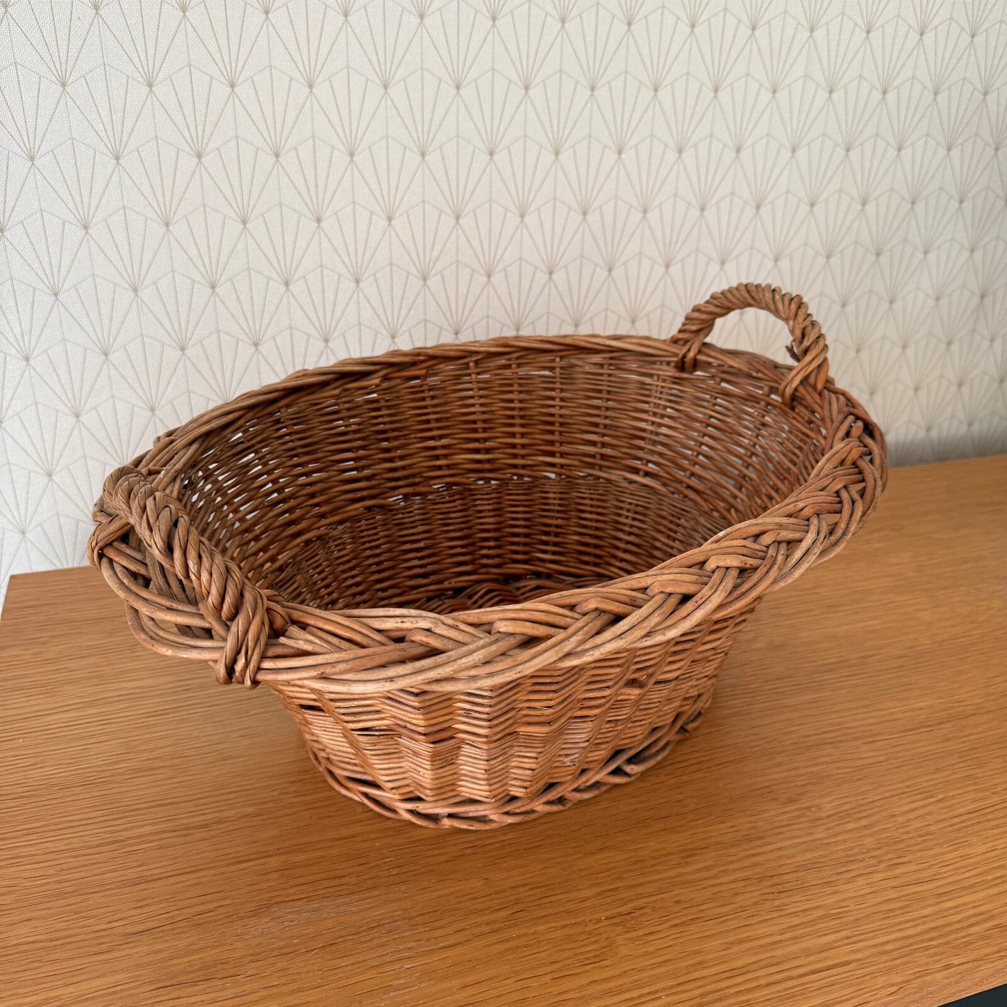 French Wicker Basket Vintage Rattan Laundry Storage Handles 1102252 Unbranded