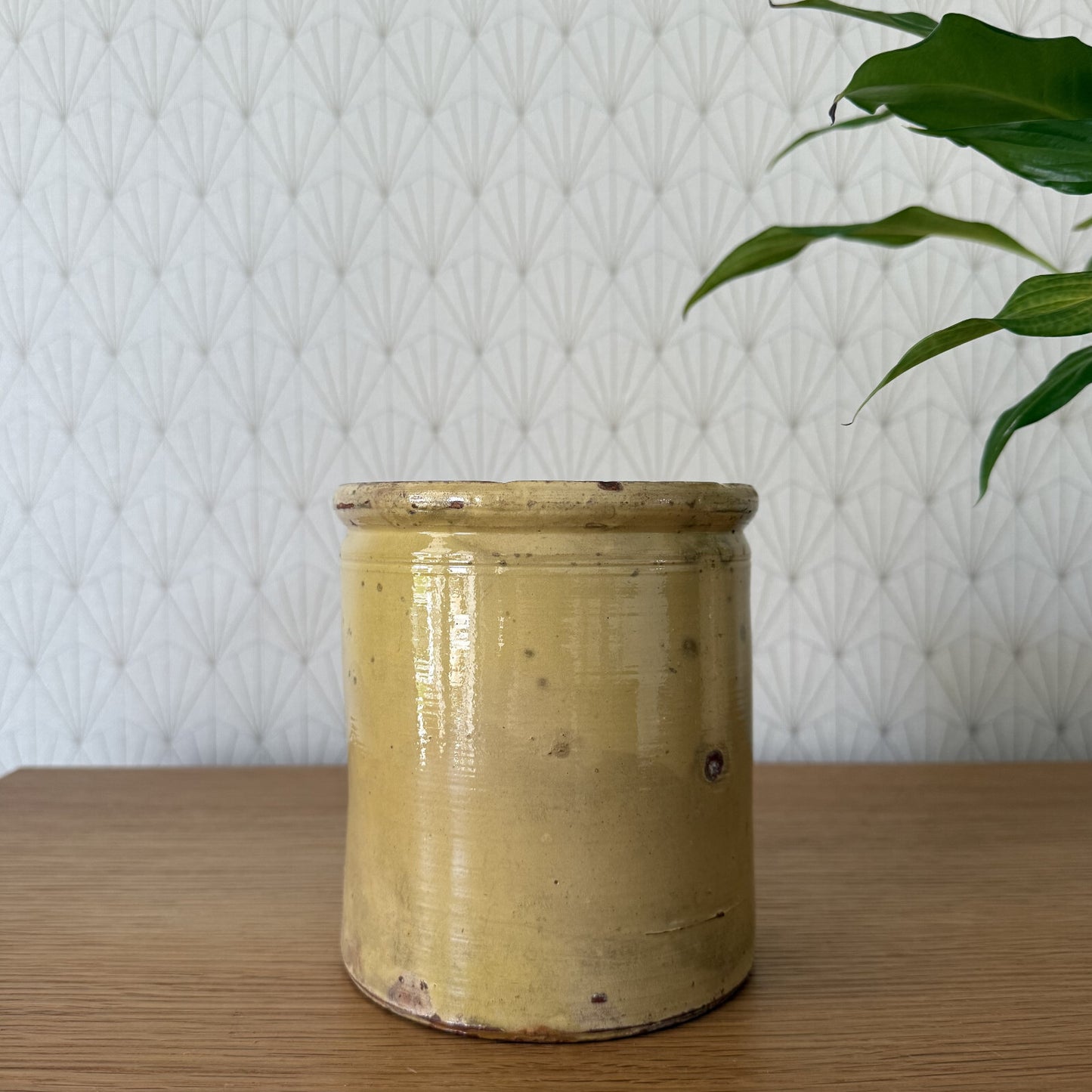 HANDMADE GLAZED YELLOW ANTIQUE FRENCH CONFIT JAM POT SMALL TERRACOTTA 2904252