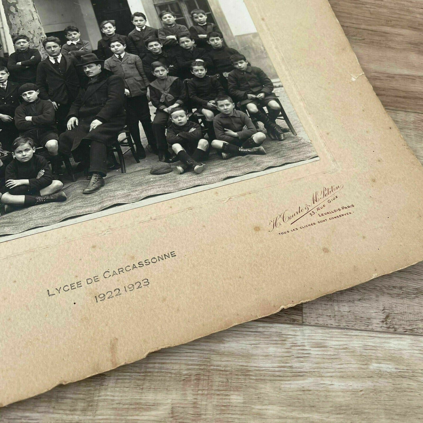 Vintage French School Class Getting Picture Photo Carcassonne 1923 15022125 - Fleamarketfrance