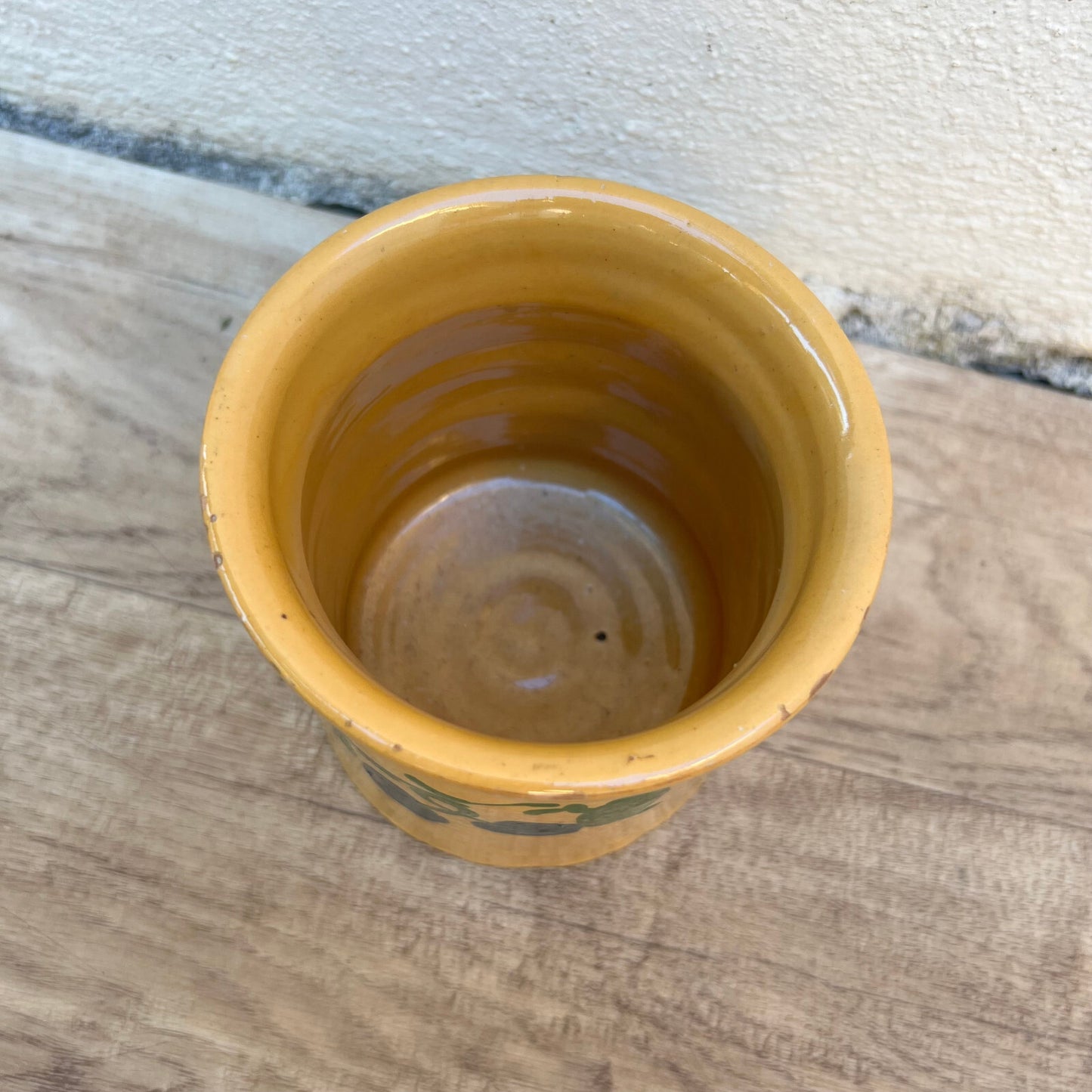 Antique French Confit Pot Yellow Terracotta Savoie Fruit Motif 2905249 Unmarked