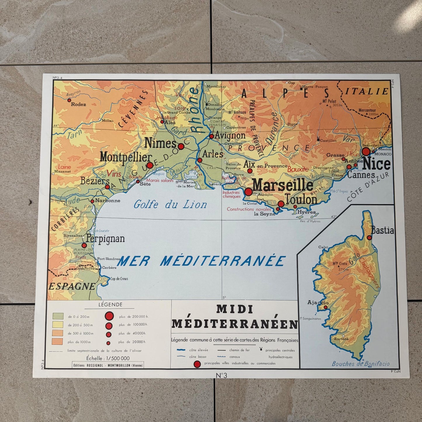 Vintage French Educational School Geography Map Poster 90x75cm 20082612 Fleamarketfrance