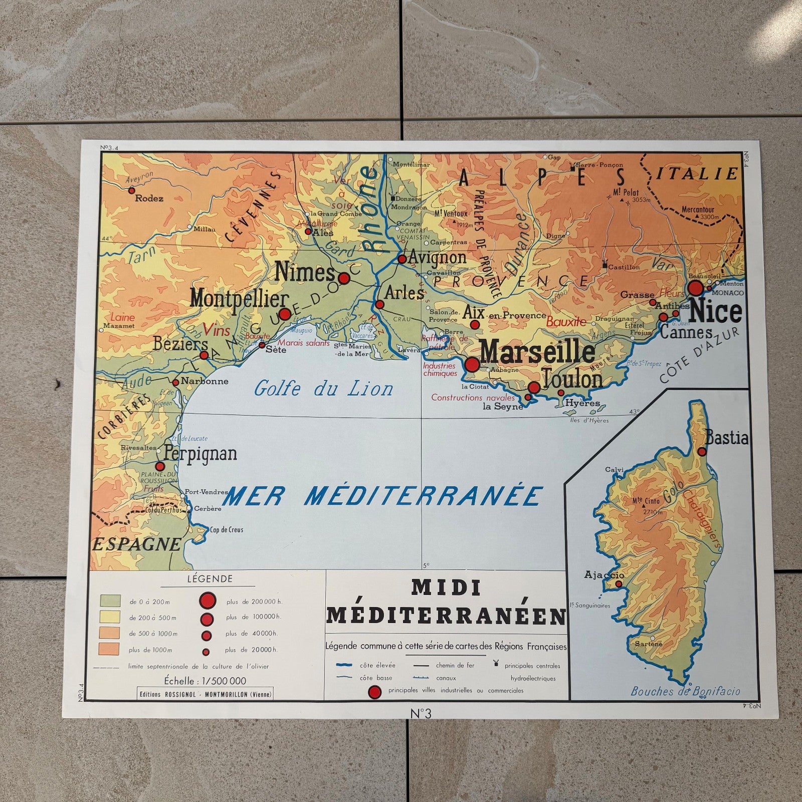 Vintage French Educational School Geography Map Poster 90x75cm 20082612 Fleamarketfrance