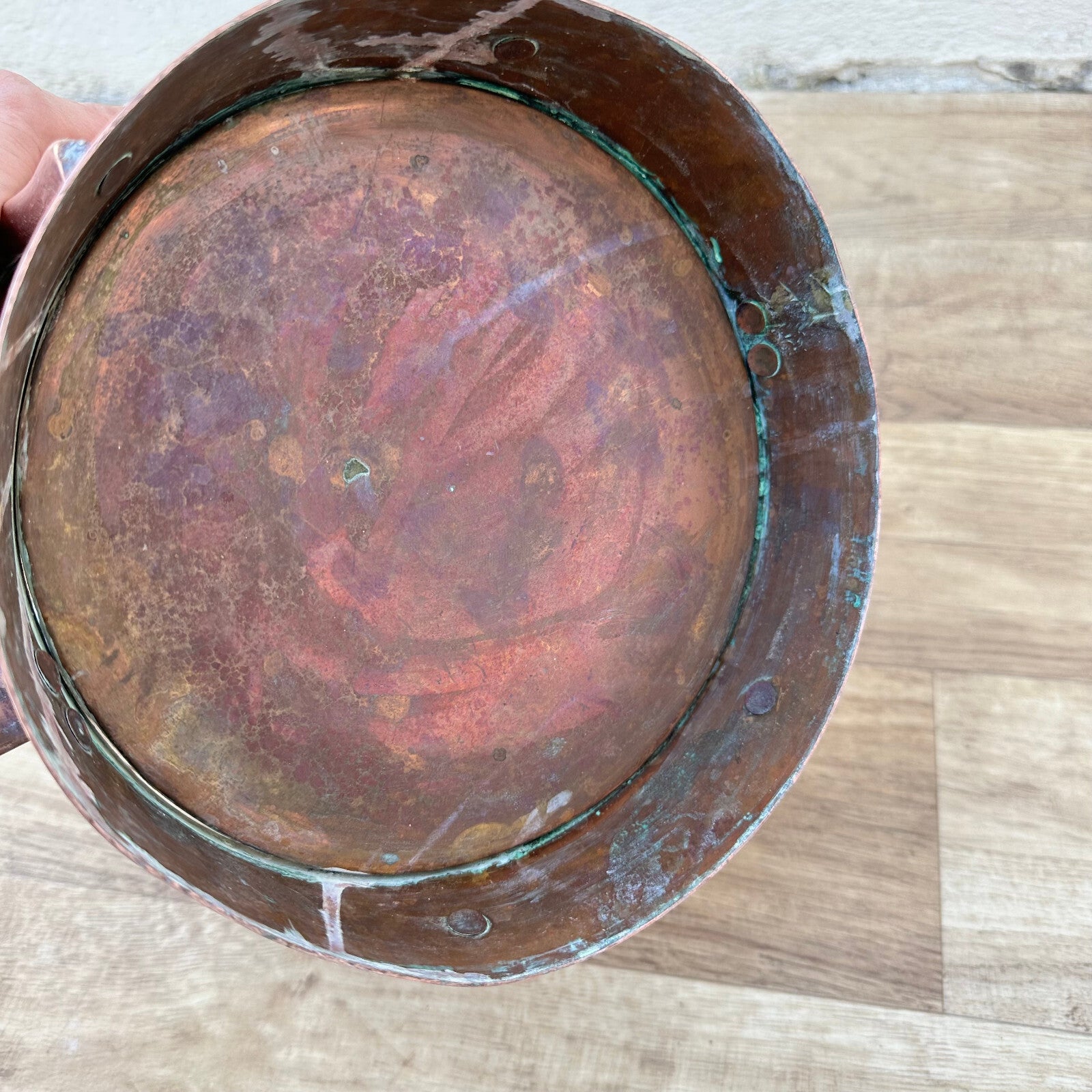Antique French Copper Measuring Pot 2 Handles Wheat Vessel Brocante 1106232 Fleamarketfrance