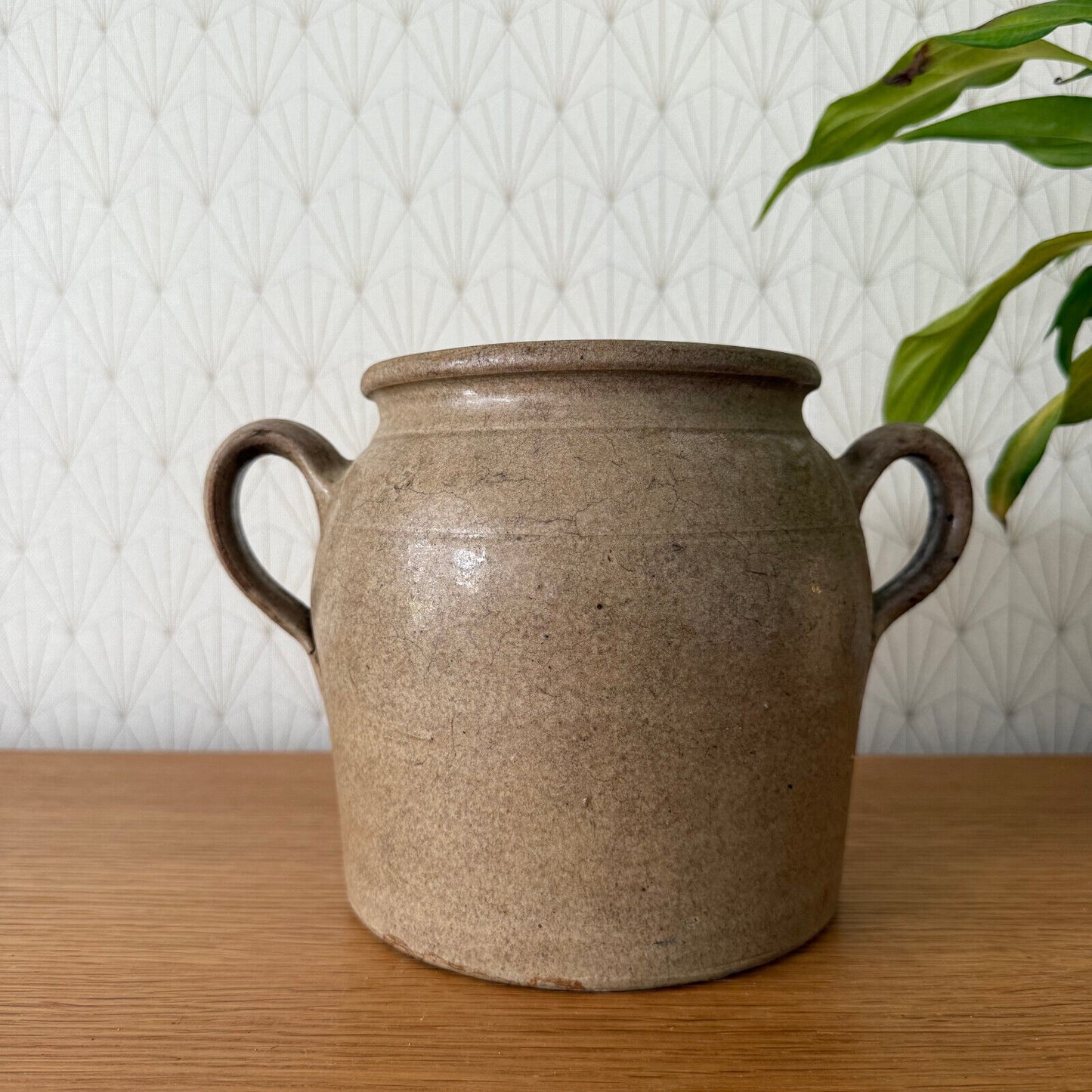 HANDMADE GLAZED STONEWARE ANTIQUE FRENCH CONFIT POT 2502255 Unmarked