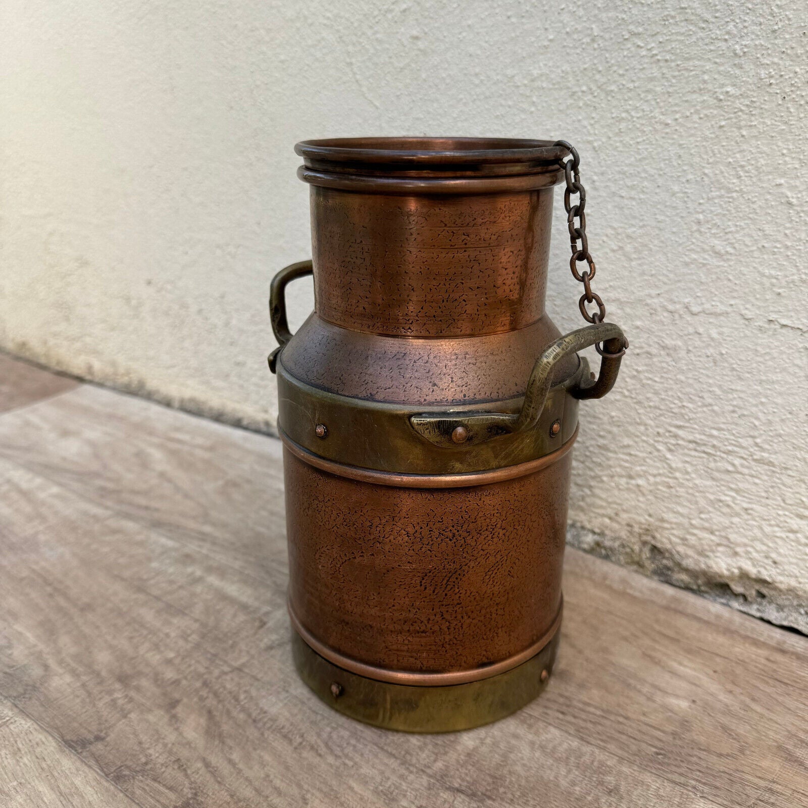 French Vintage Hand-made Villedieu Copper Pot W/ Lid Handles stamp Milk 22072410 - Fleamarketfrance