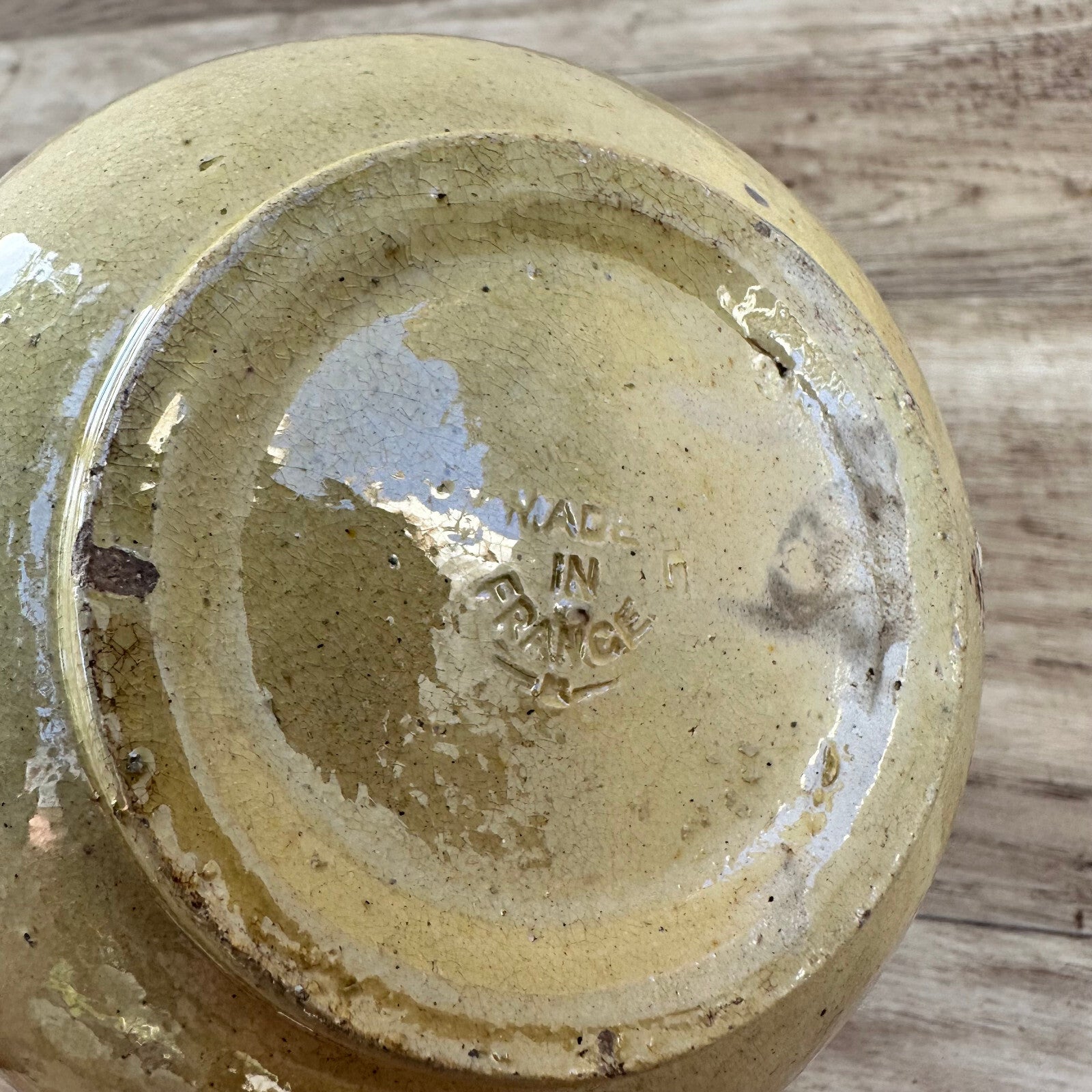 HANDMADE GLAZED BEIGE YELLOW ANTIQUE FRENCH HONEY POT TERRACOTTA CONFIT 0503251 Unmarked