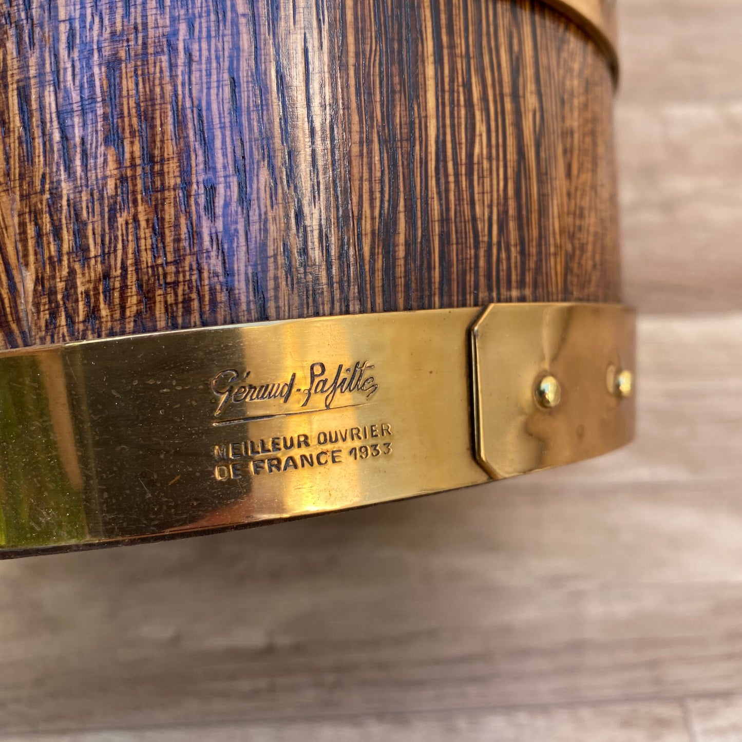 Vintage French Champagne Ice Bucket Cooler Made France WOOD BRASS 2903254