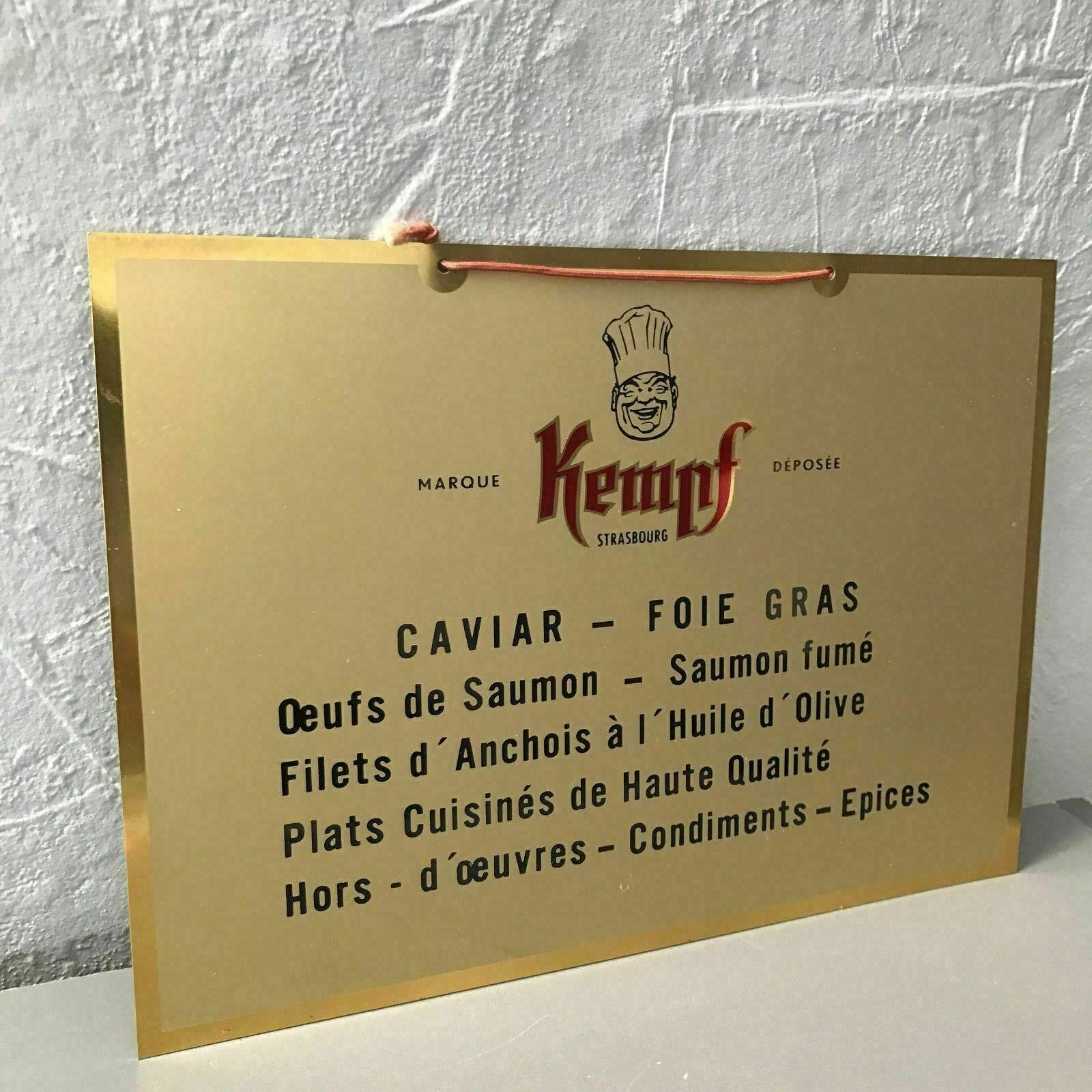 Vintage French Advertising Sign Kempf Caviar Foie Gras Metal Wall 2608211 Kempf