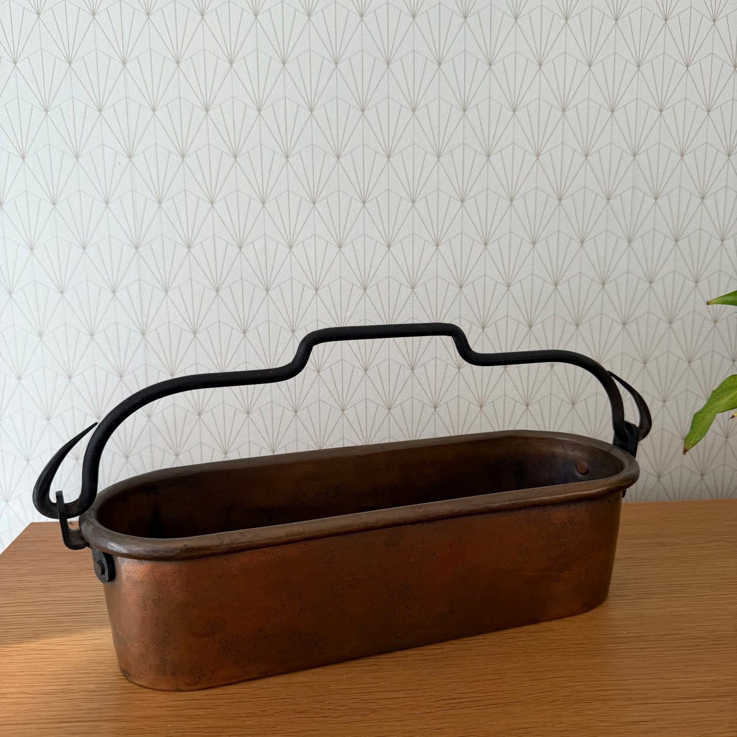 Antique French Copper Fish Kettle Poacher Villedieu Iron Handles 42cm 13012619 Fleamarketfrance : French vintage and antique decor