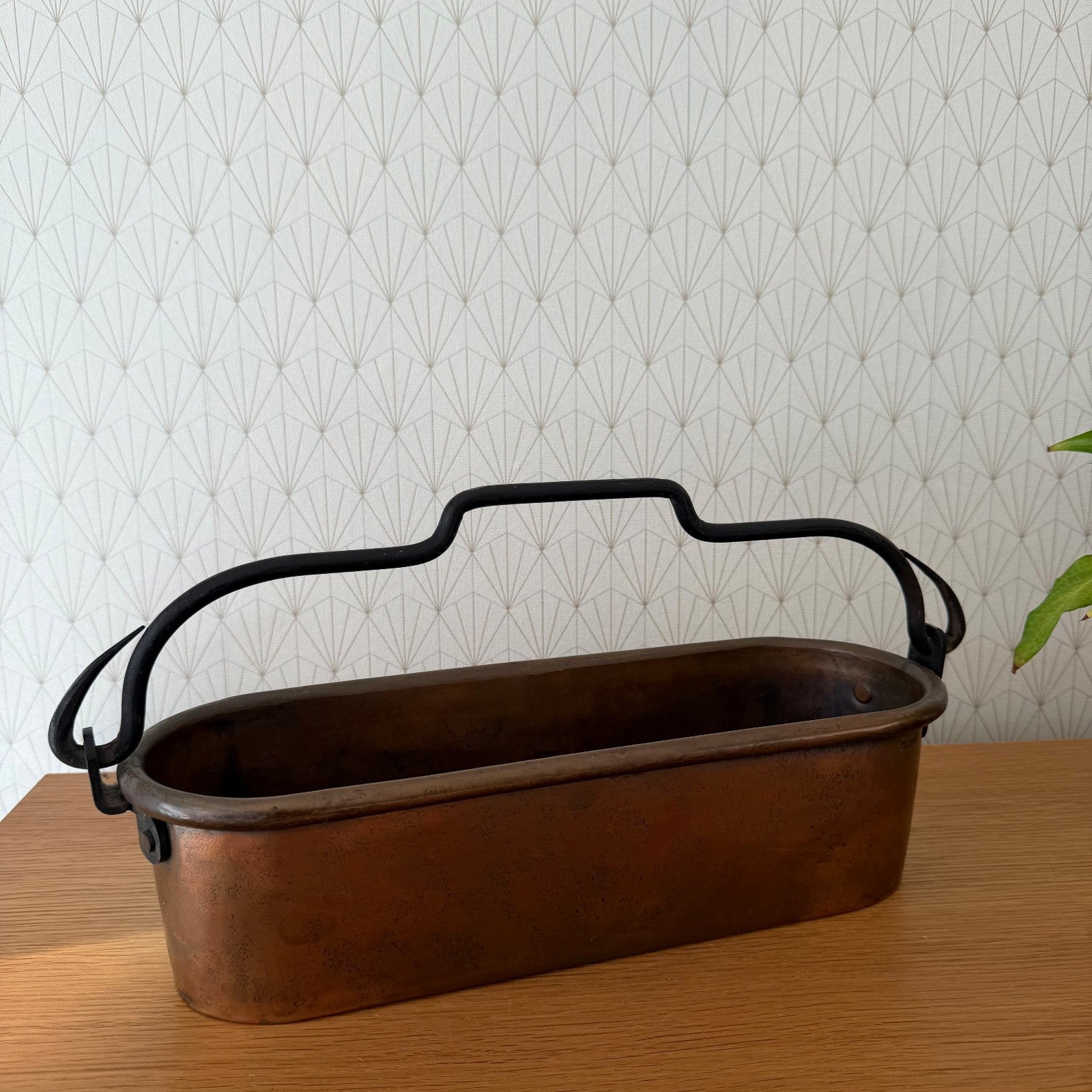 Antique French Copper Fish Kettle Poacher Villedieu Iron Handles 42cm 13012619 Fleamarketfrance : French vintage and antique decor