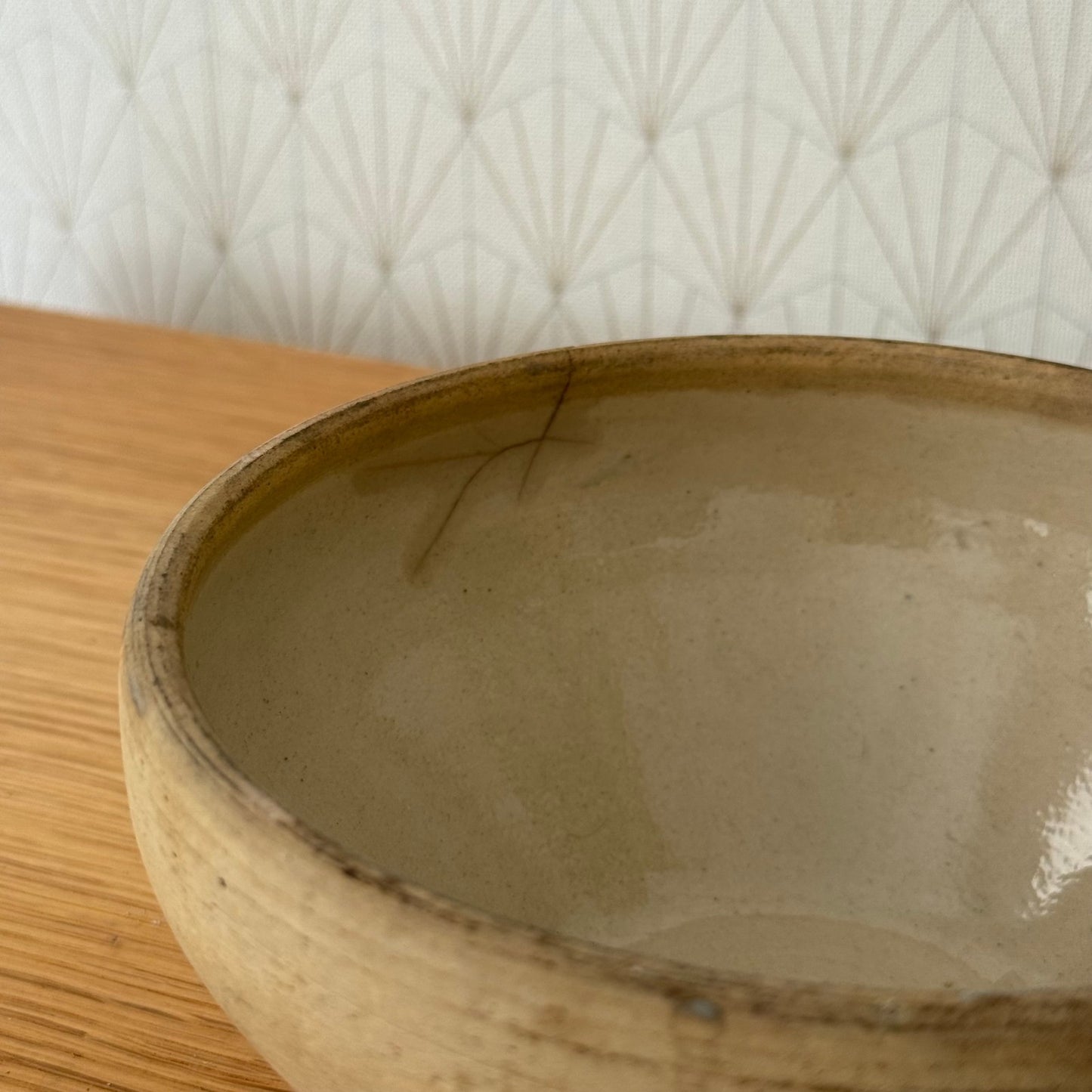 VINTAGE FRENCH STONEWARE SALAD MIXING BOWL TERRINE 6 3/4" 02112511