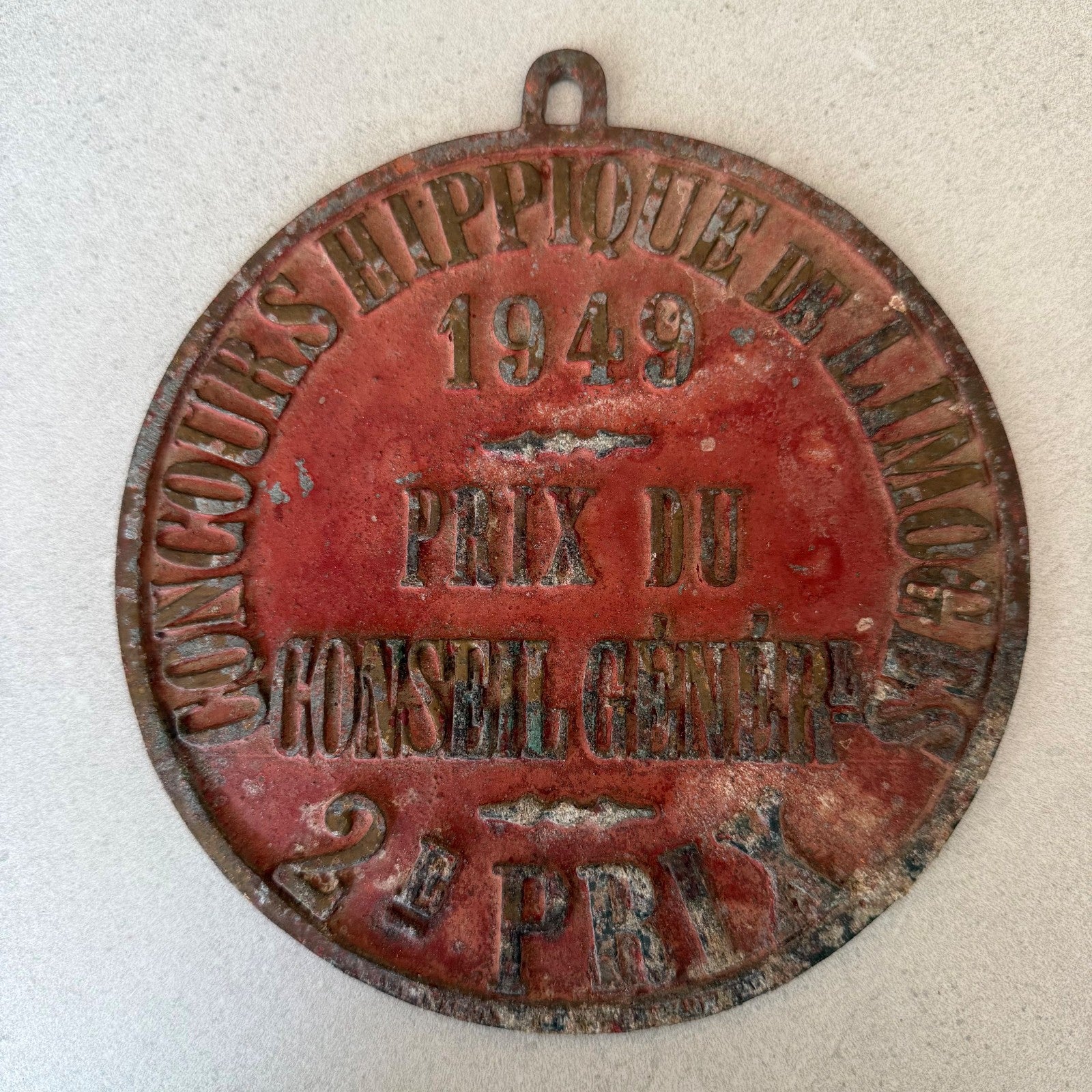 French Agricultural Medal 1949 Maubeuge Hippique Prize Trophy Vintage 08022614 Fleamarketfrance