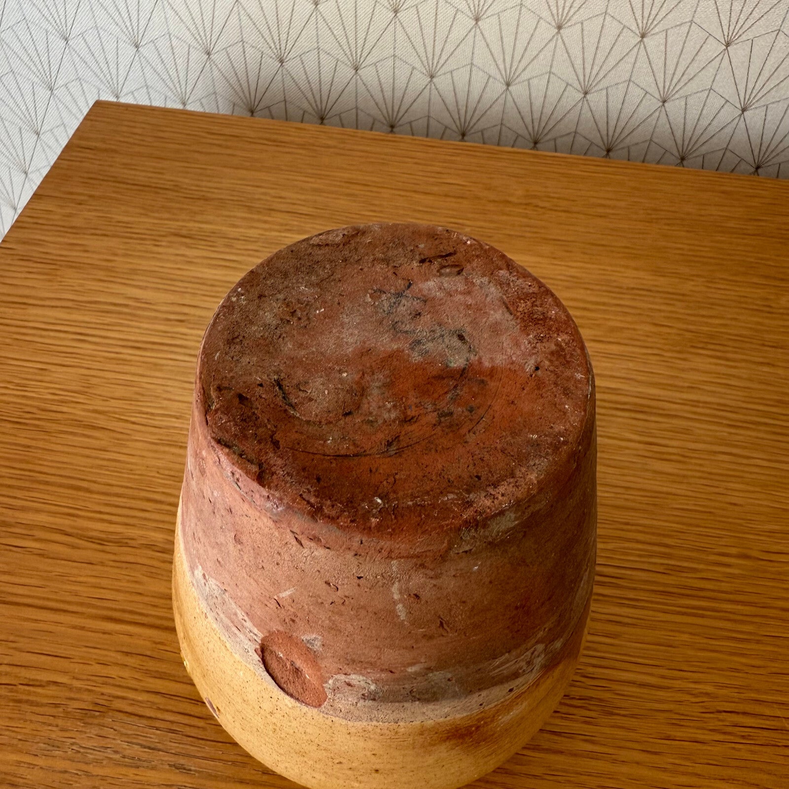 Antique French Pottery Mustard Pot Terracotta Yellow Ochre Glaze 1308256* Unmarked
