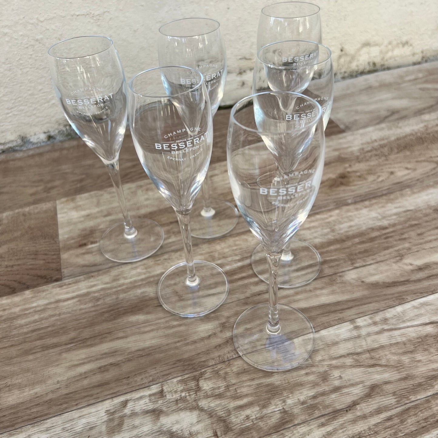 French Champagne Flutes Besserat Crystal Glass Set Vintage 02032313 Besserat de Bellefon