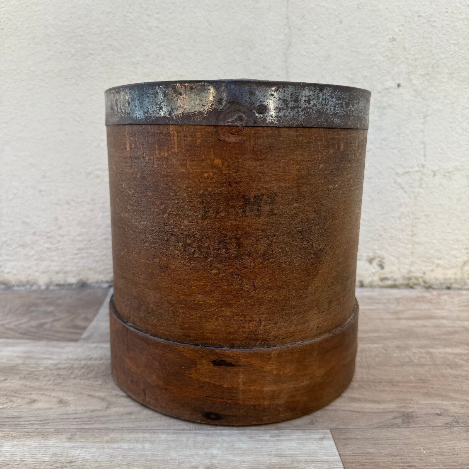 Antique Authentic French Wooden Pot Barrel Bucket Measuring Wheat Grain 2309248 - Fleamarketfrance