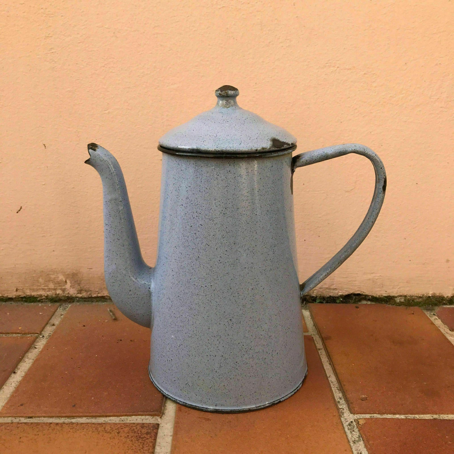 Vintage French Enamelware  grey Enamel Coffee Pot 01041711 - Fleamarketfrance