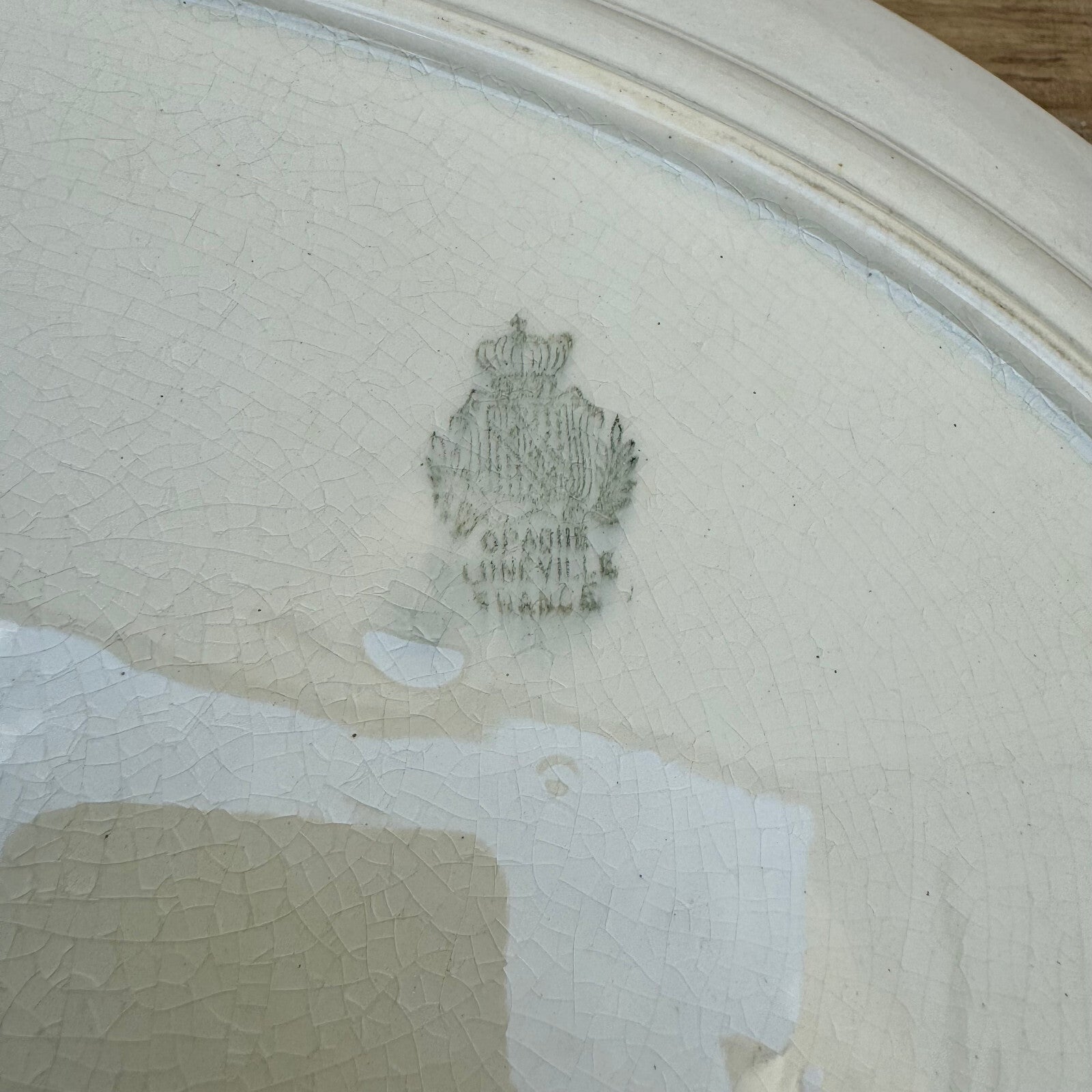 French Luneville Ironstone Platter Oval White Serving Dish 14.75" 2908241 Lunéville