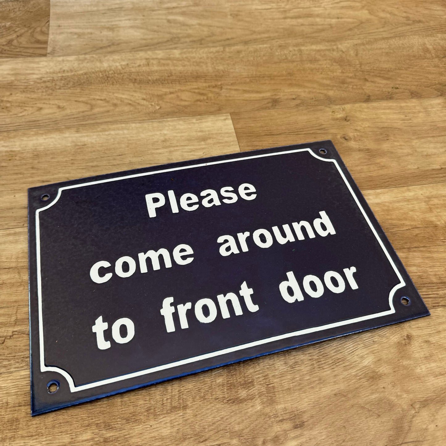 French Enamel Door Sign Please Come Around Front Door Vintage 2309244 Fleamarketfrance