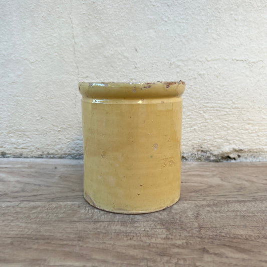 Antique French Confit Pot Yellow Glazed Terracotta Small Preserve Jar 2905242 Unmarked