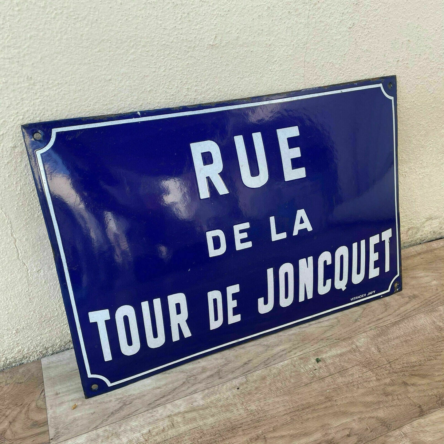 Vintage French Enamel Street Sign JAPY Rue de la Tour de Joncquet 18042127 Fleamarketfrance