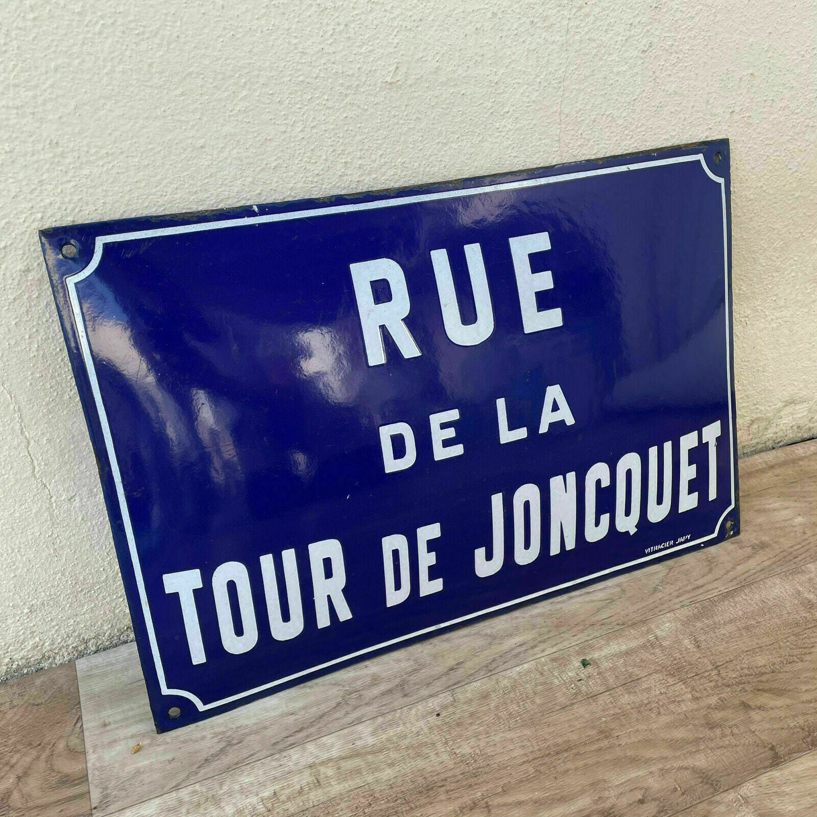 Vintage French Enamel Street Sign JAPY Rue de la Tour de Joncquet 18042127 Fleamarketfrance
