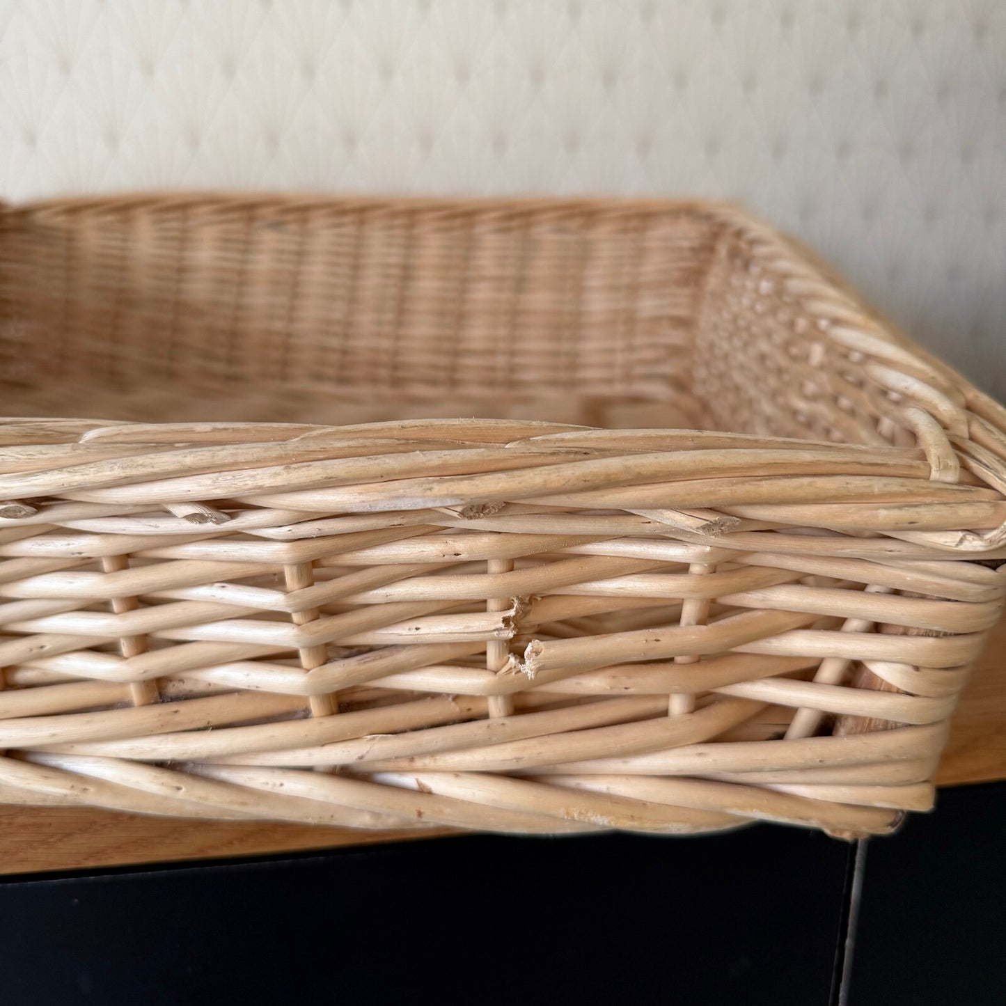 French Bread Basket Vintage Wicker Bakery Display Tray Rattan 0901252 Fleamarketfrance