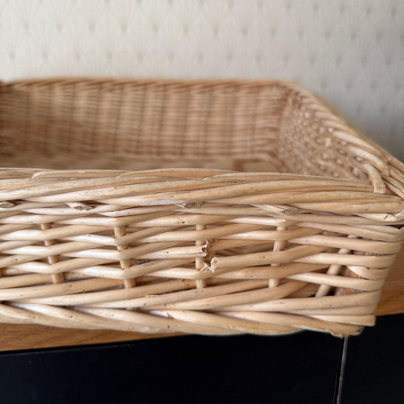 French Bread Basket Vintage Wicker Bakery Display Tray Rattan 0901252 Fleamarketfrance
