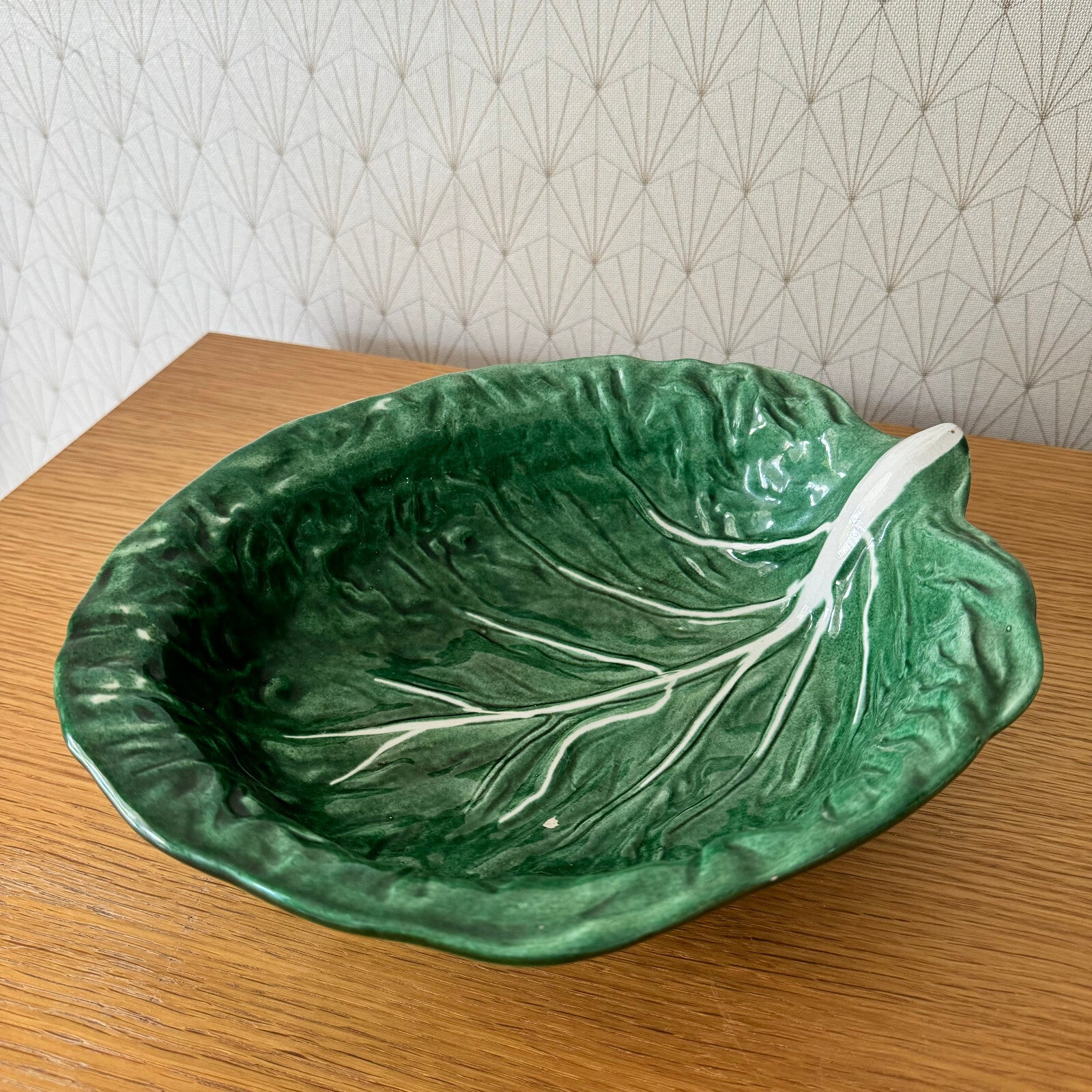 French Green Cabbage Majolica Gerber Prestige Paris fruit bowl 08052417 Gerber