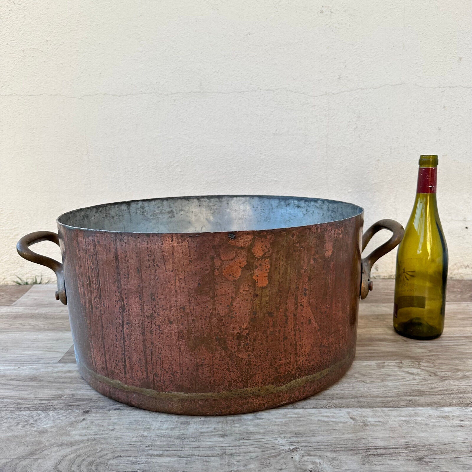 Large French 18" Copper stock pot Pan 2mm 11.2kg 0703231 - Fleamarketfrance