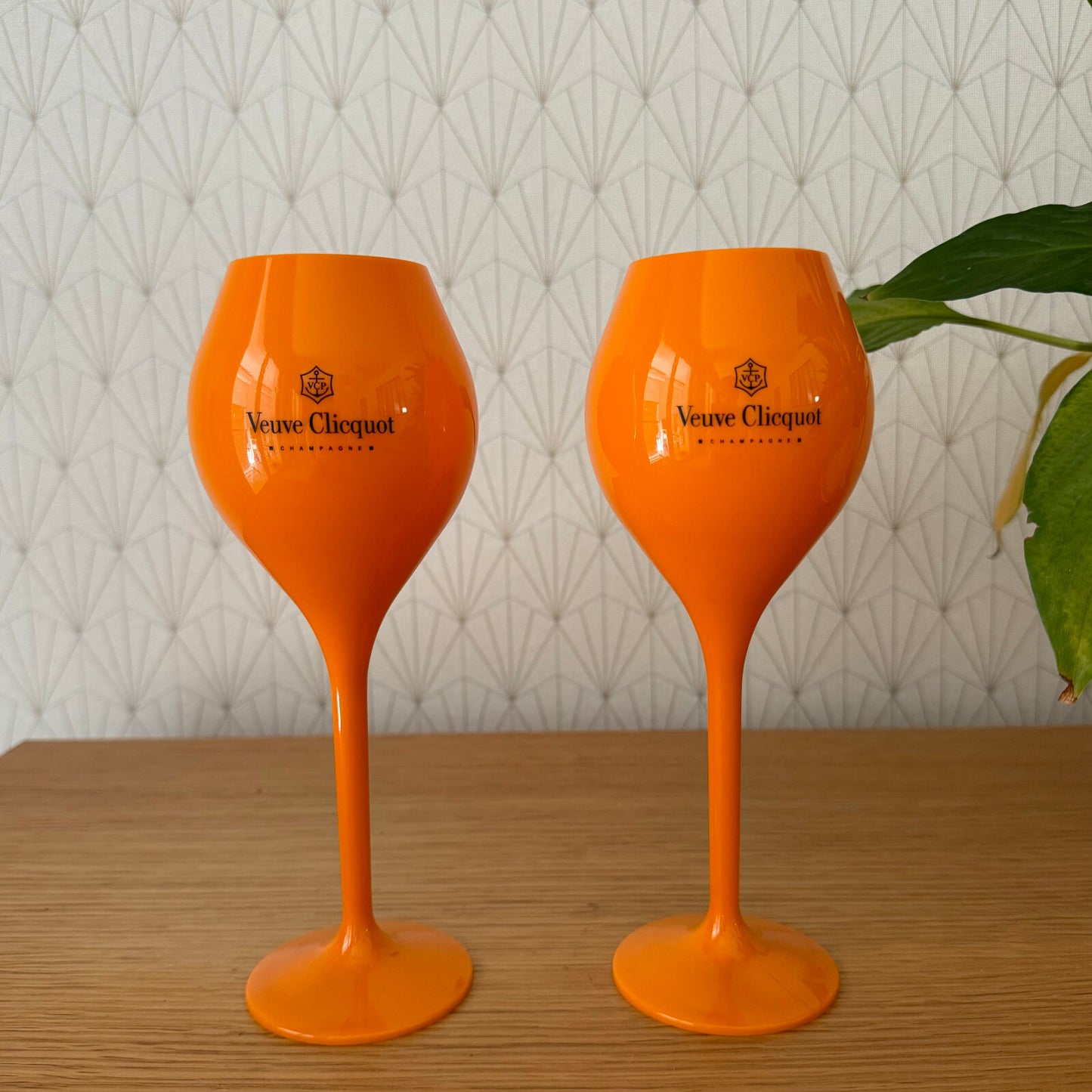 Veuve Clicquot Orange Champagne Flutes Glasses Set of 2 Brand New 2507261 Veuve Cliquot Clicquot