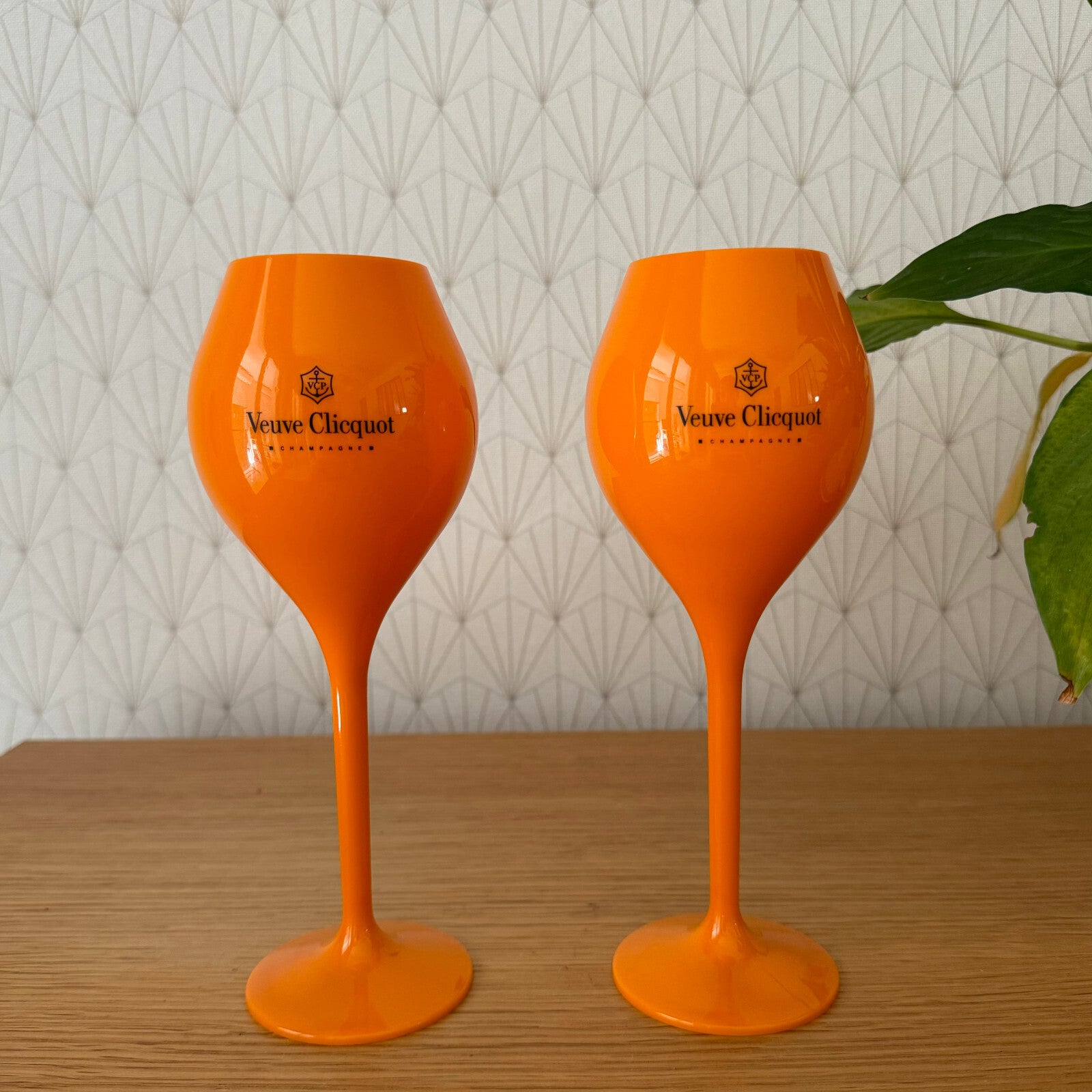 Veuve Clicquot Orange Champagne Flutes Glasses Set of 2 Brand New 2507261 Veuve Cliquot Clicquot