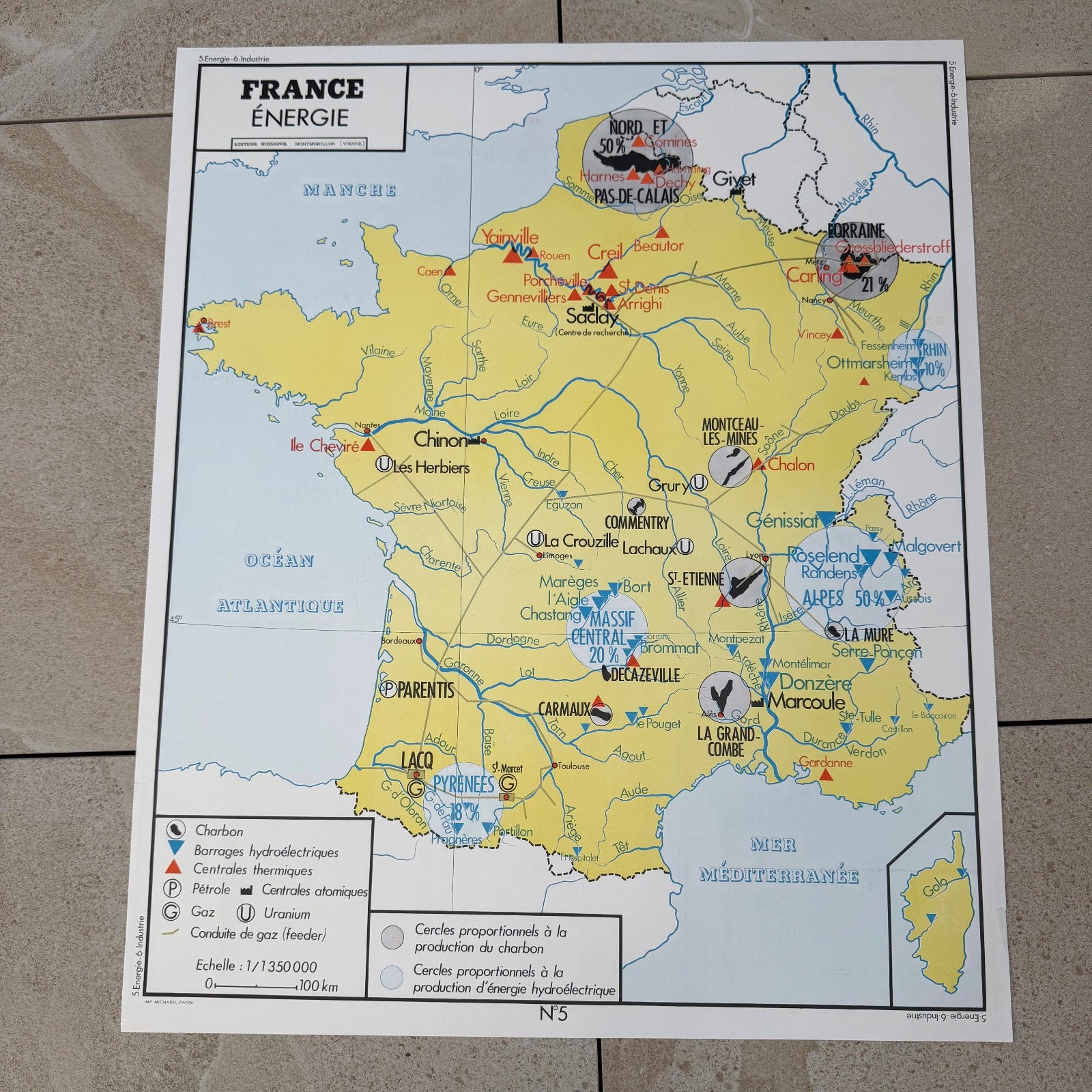Vintage French Educational Industrial Map School Poster 75x90cm 20082629 Fleamarketfrance