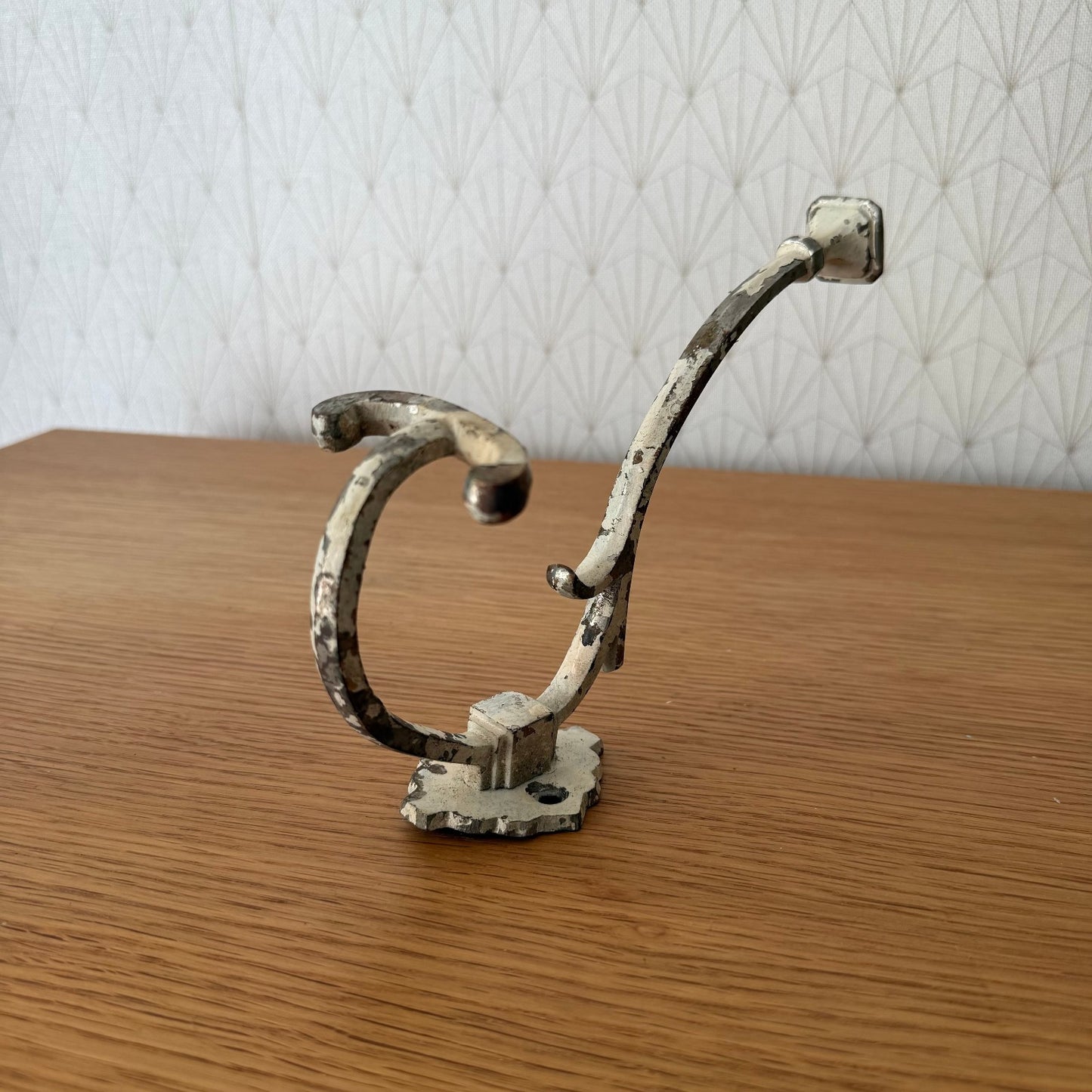 French Wrought Iron Wall Hook Coat Hanger Vintage 1930s Candle 04072515 Unbranded