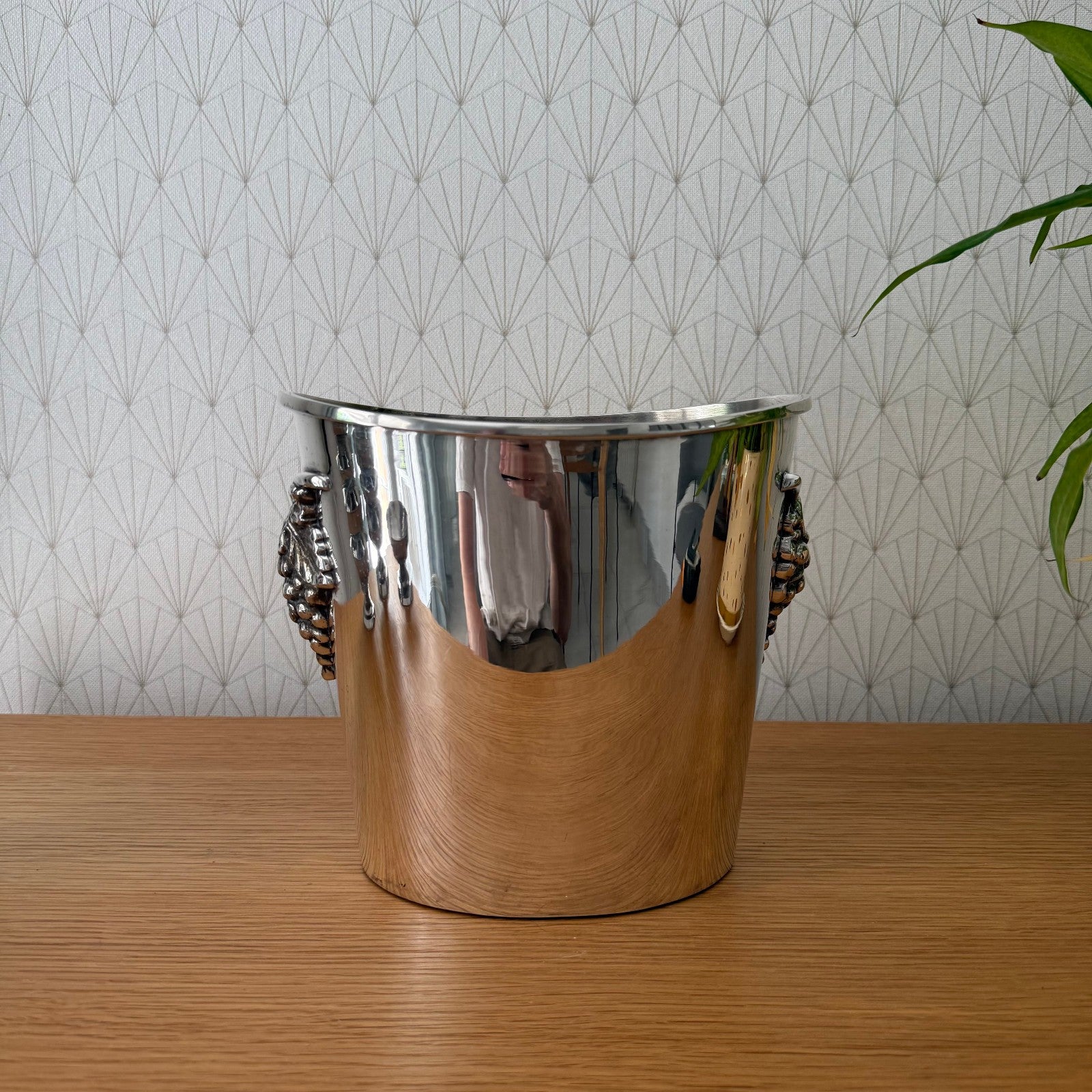 French Silverplate Ice Bucket Champagne Wine Cooler Grape Handles 0807255 Fleamarketfrance