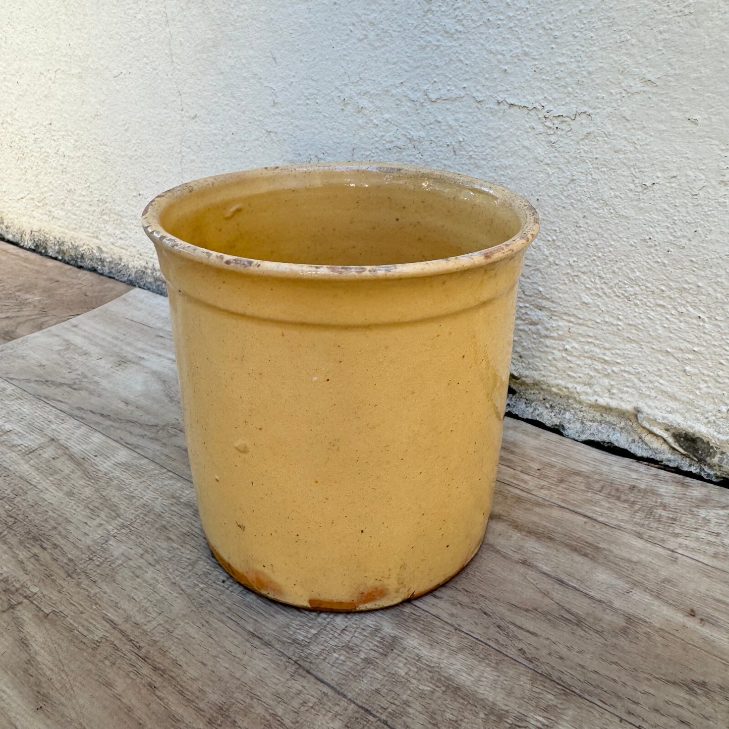 Antique French Confit Pot Yellow Glazed Terracotta Pottery 1810238 Unmarked