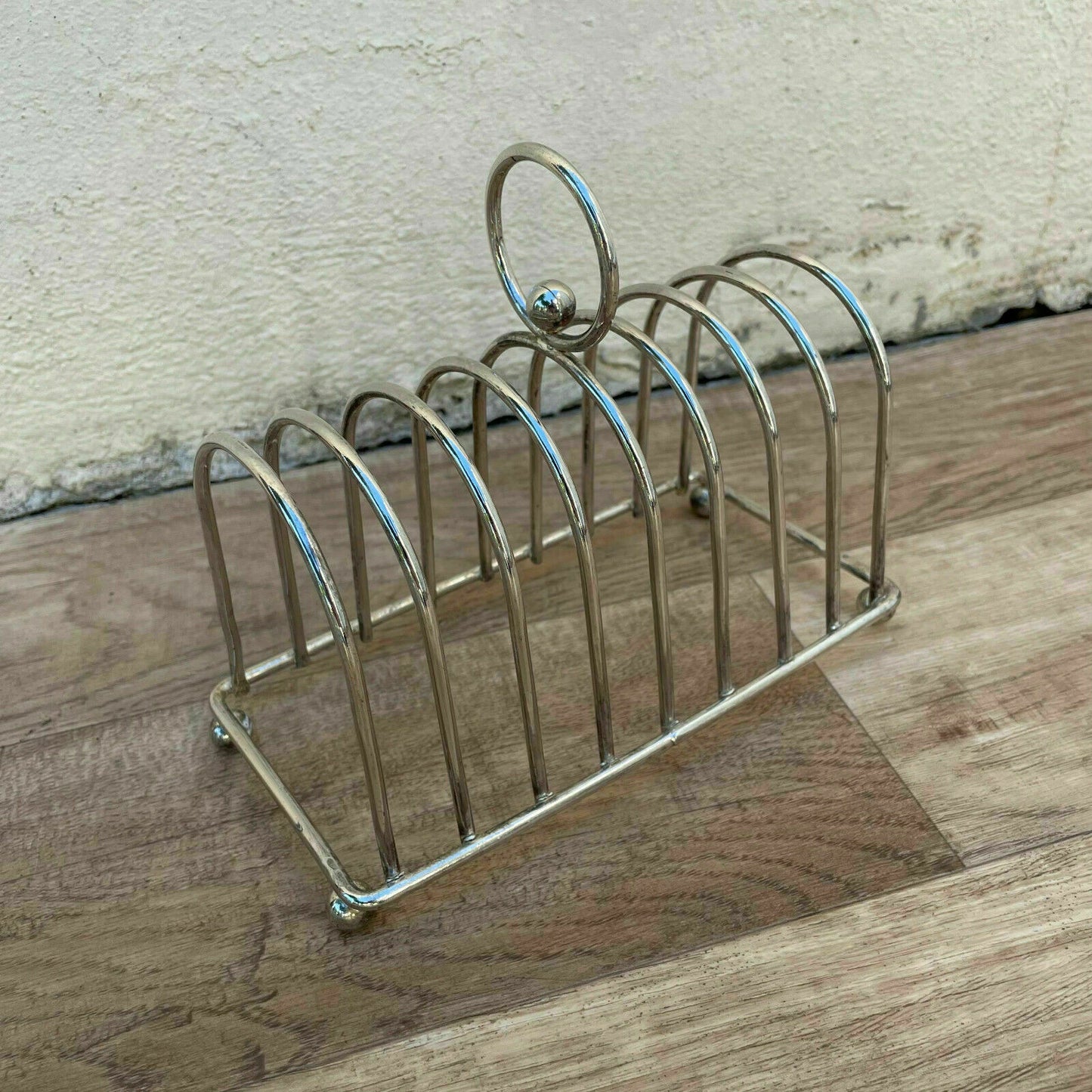 VINTAGE CUTE METAL silver plated toast rack from france 7" 0607218 - Fleamarketfrance