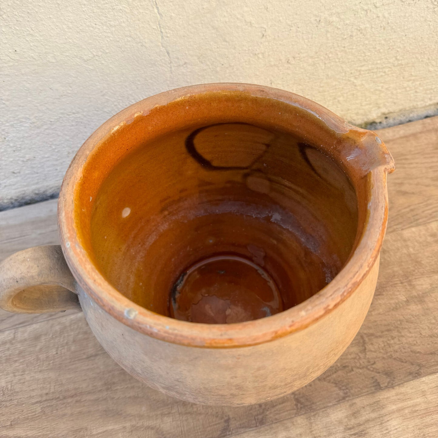 French Antique Pottery Pitcher Stoneware Ceramic Jug Rustic 1302251 Unmarked